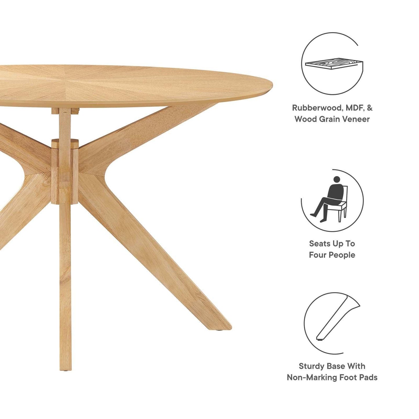 Modway Crossroads 47" Round Wood Dining Table, EEI-3847 FredCo