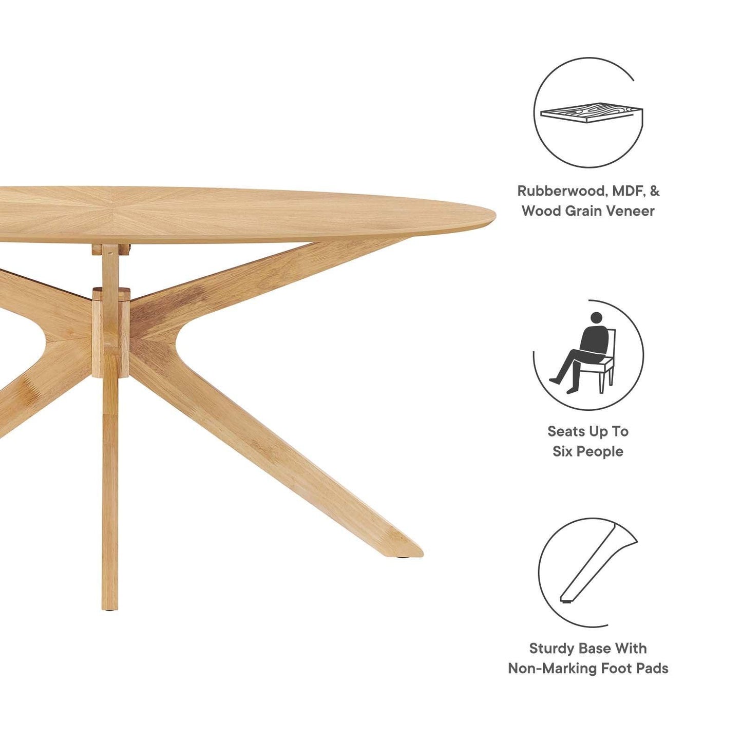 Modway Crossroads 63" Oval Wood Dining Table, EEI-3848 FredCo