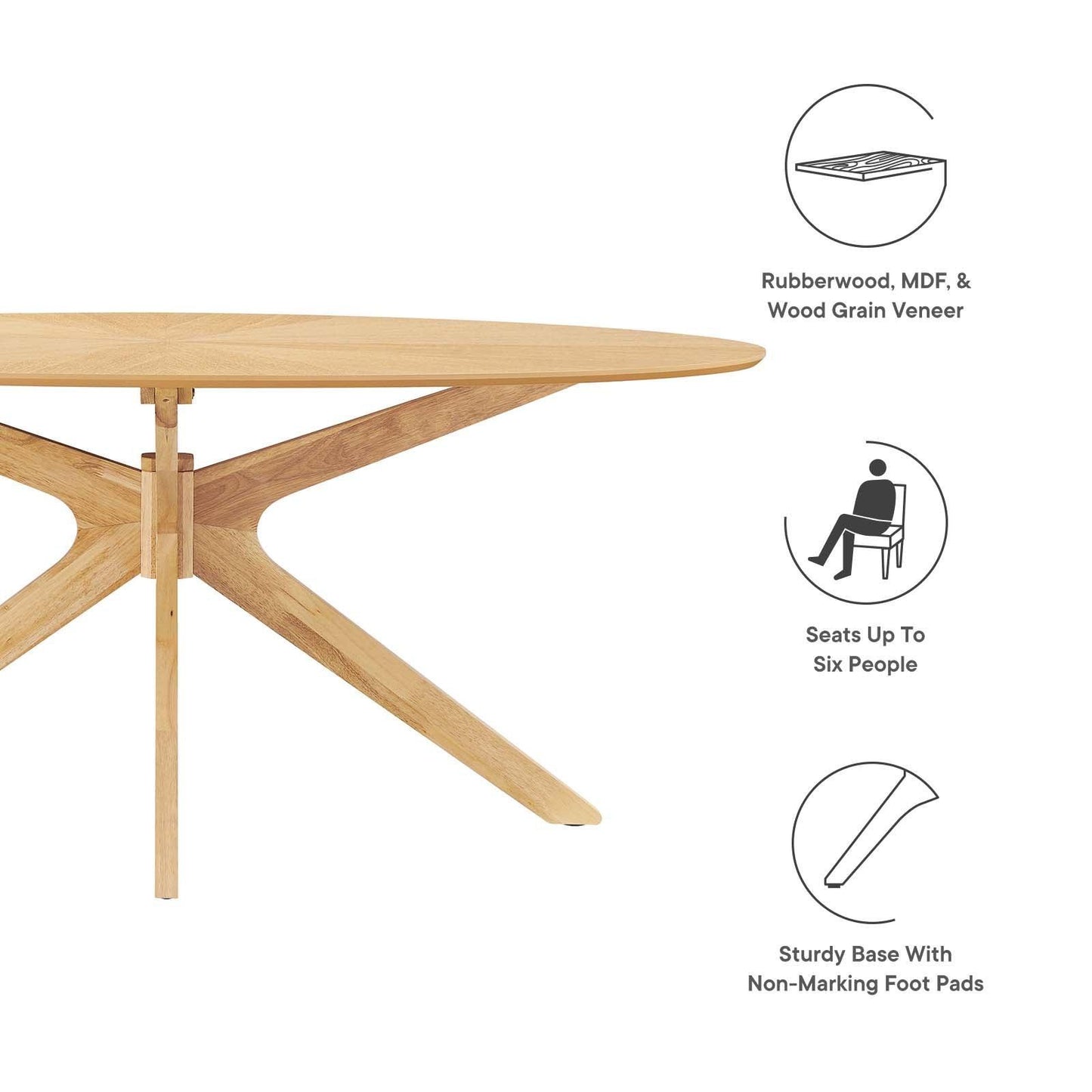 Modway Crossroads 71" Oval Wood Dining Table, EEI-3849 FredCo