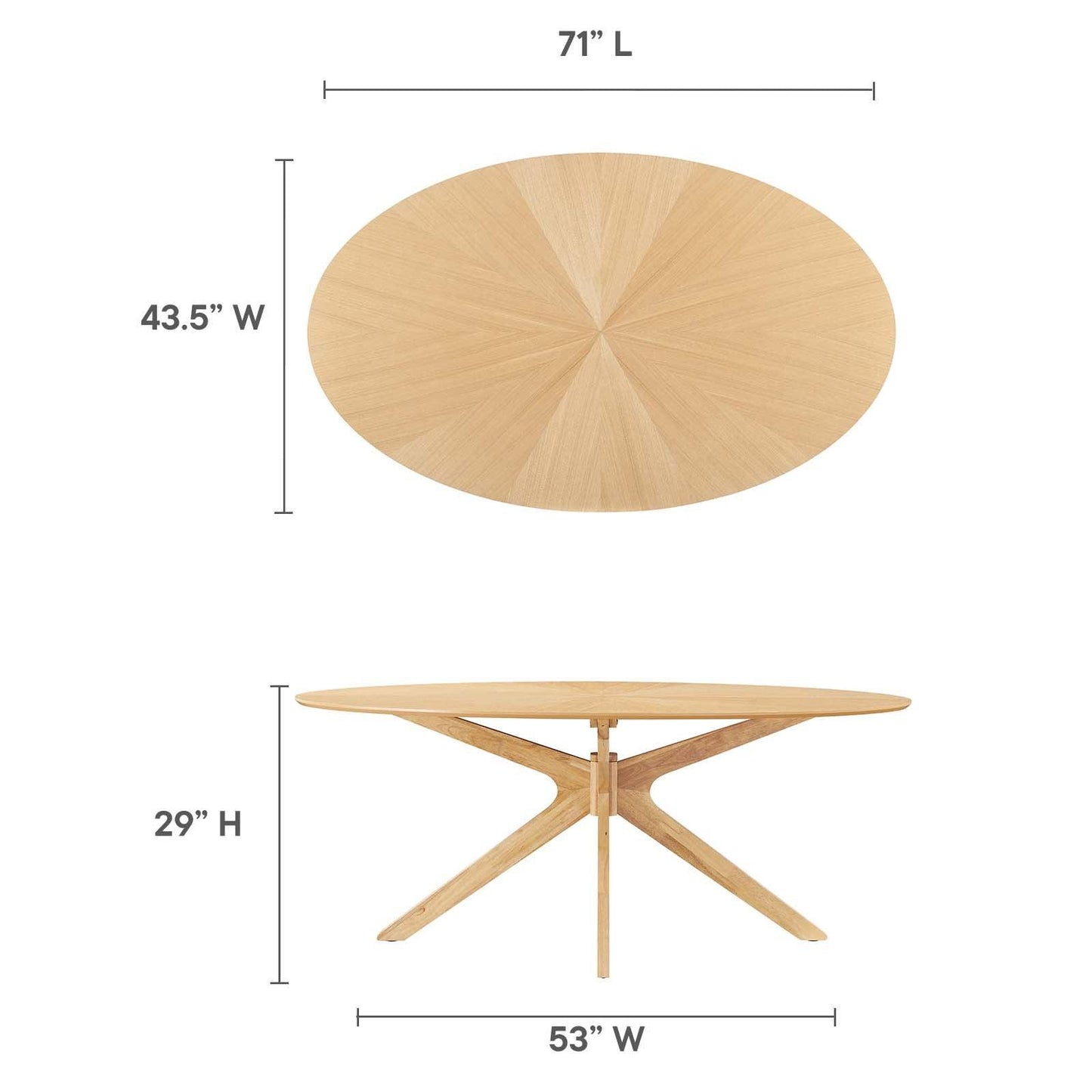 Modway Crossroads 71" Oval Wood Dining Table, EEI-3849 FredCo