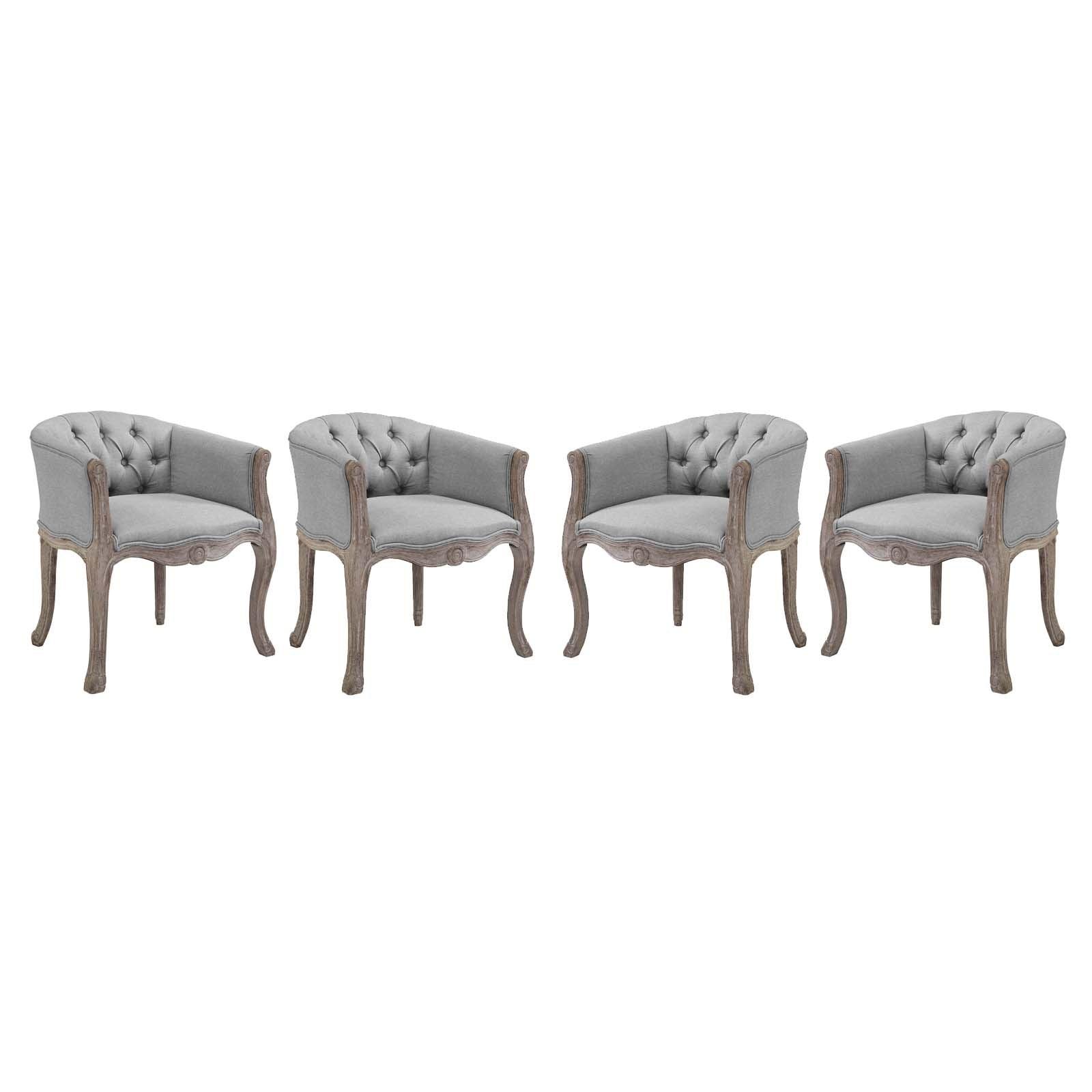 Modway Crown Dining Armchair Upholstered Fabric Set of 4 FredCo