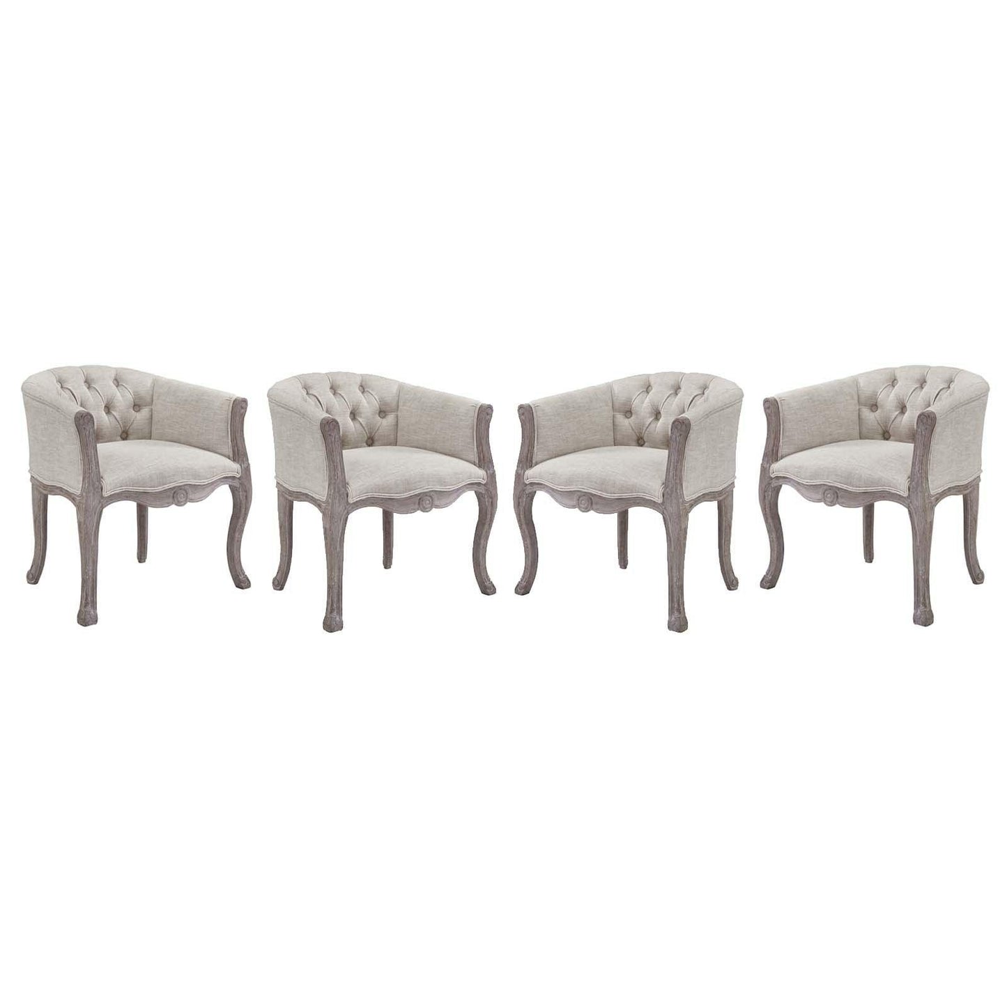 Modway Crown Dining Armchair Upholstered Fabric Set of 4 FredCo