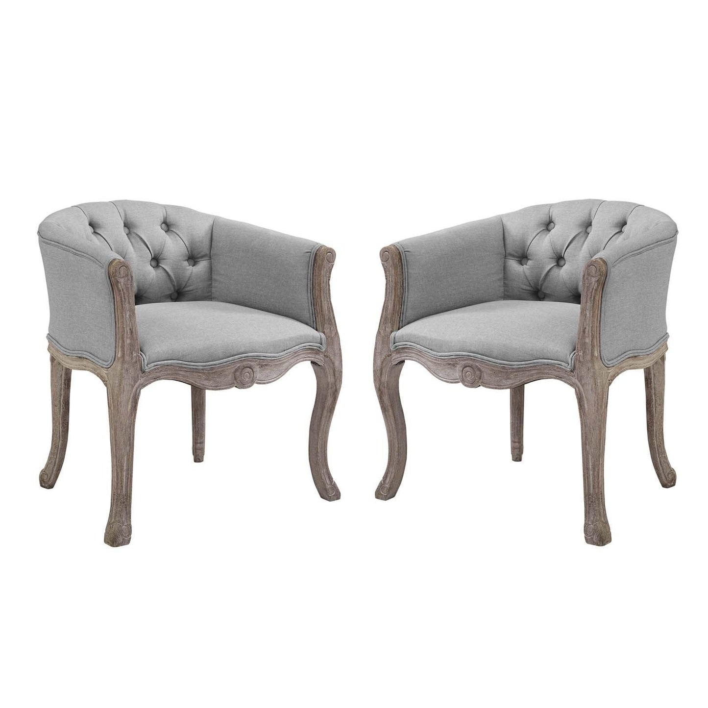 Modway Crown Vintage French Upholstered Fabric Dining Armchair Set of 2 FredCo