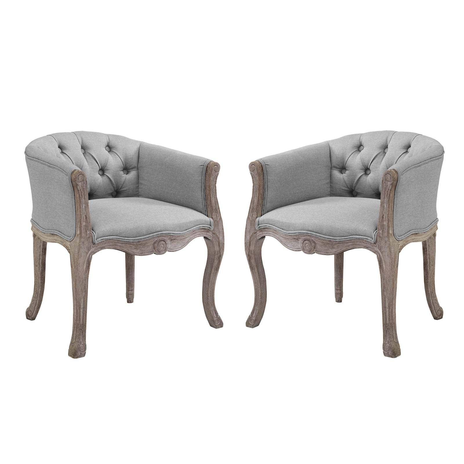 Modway Crown Vintage French Upholstered Fabric Dining Armchair Set of 2 FredCo
