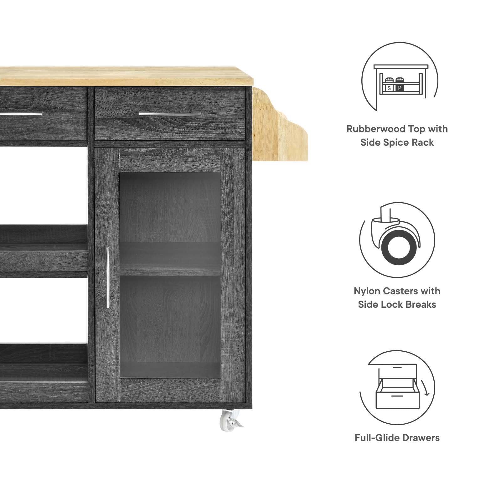 Modway Culinary Kitchen Cart With Spice Rack FredCo