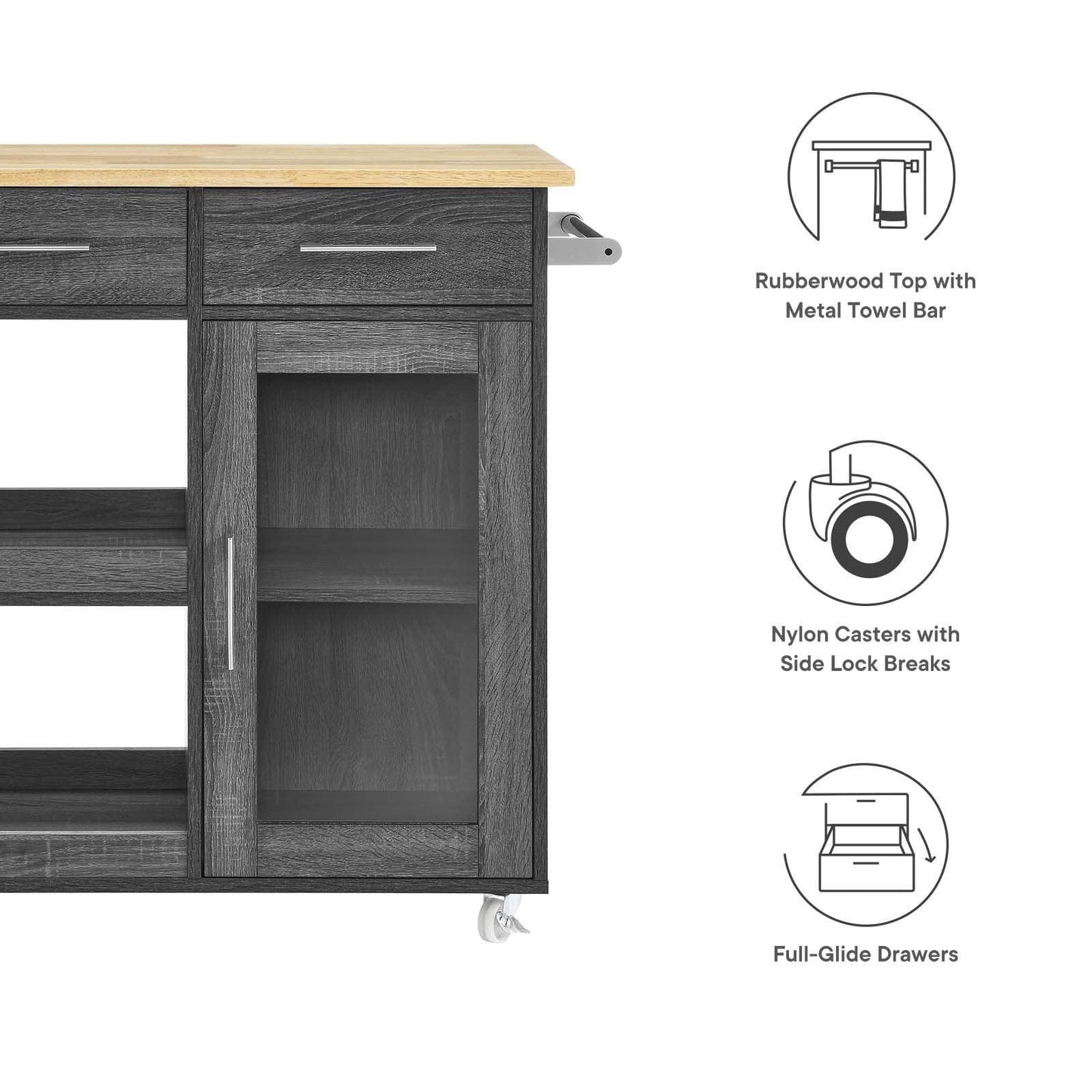 Modway Culinary Kitchen Cart With Towel Bar FredCo