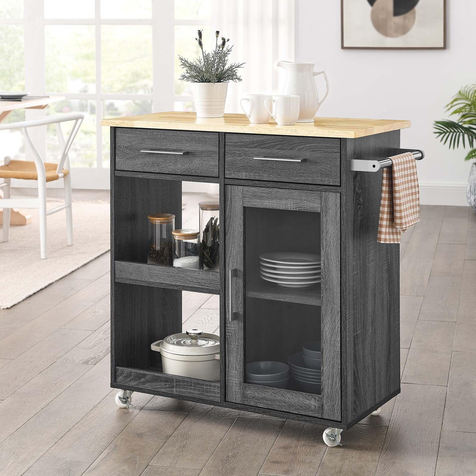 Modway Culinary Kitchen Cart With Towel Bar FredCo