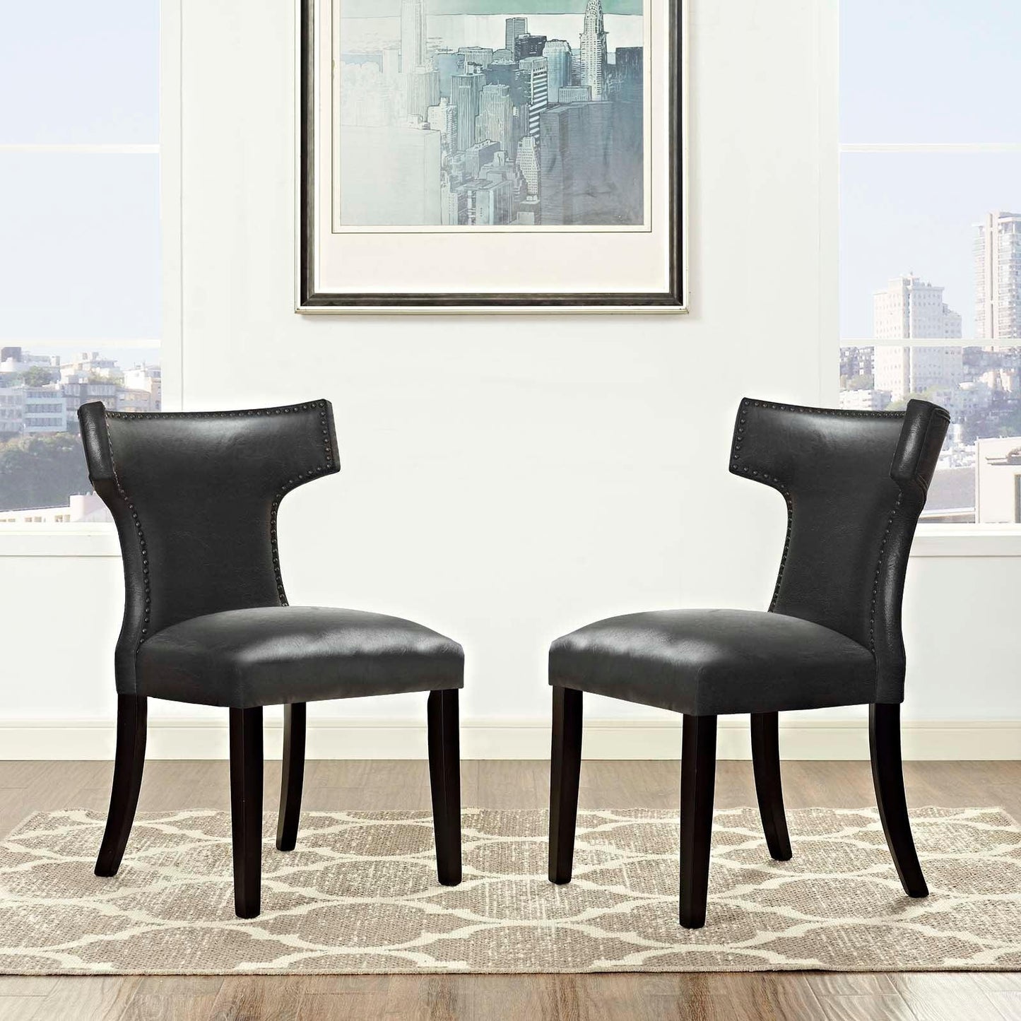 Modway Curve Dining Chair Vinyl Set of 2 FredCo