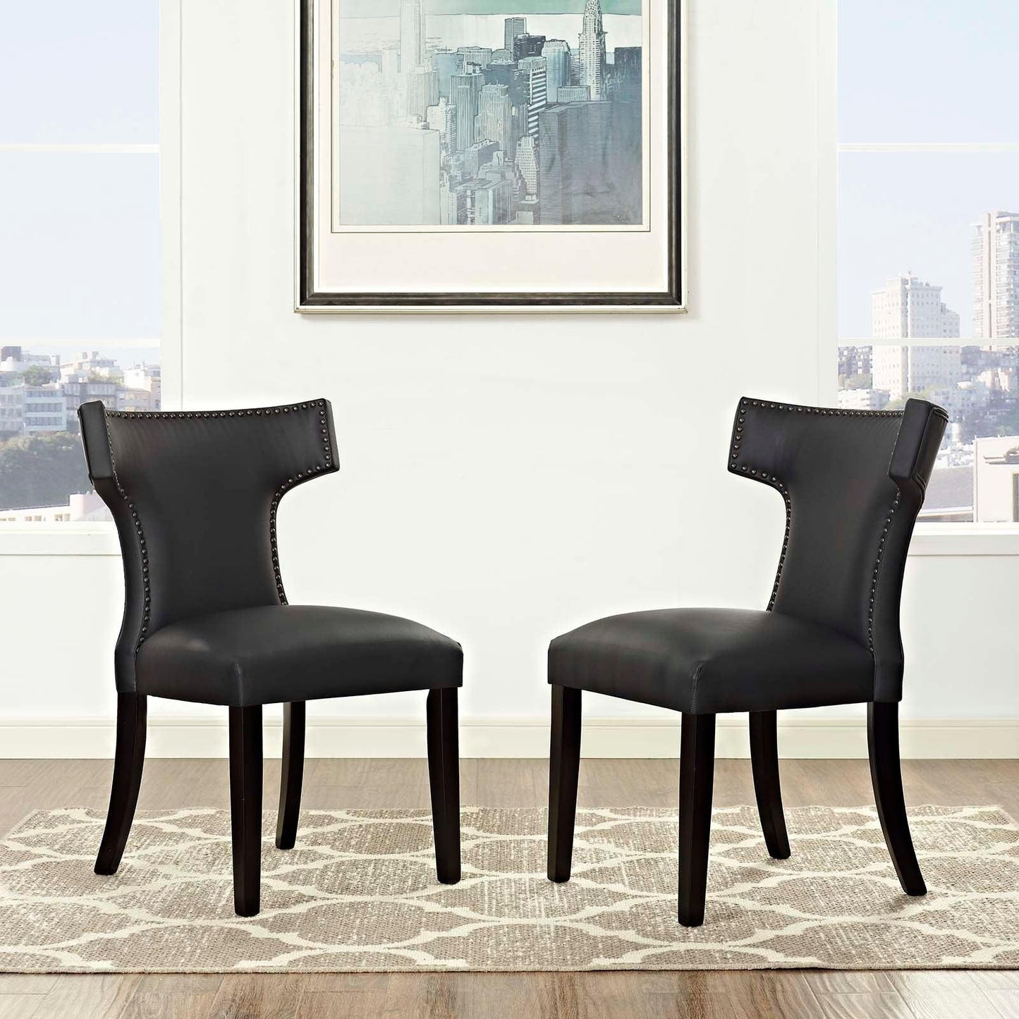 Modway Curve Dining Side Chair Vinyl Set of 2 FredCo