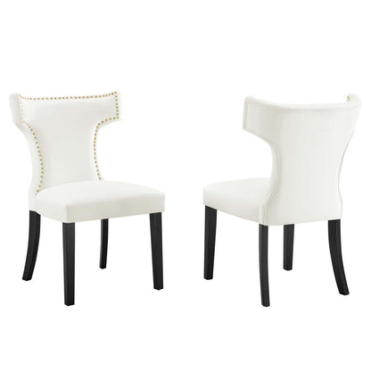 Modway Curve Performance Velvet Dining Chairs - Set of 2 FredCo