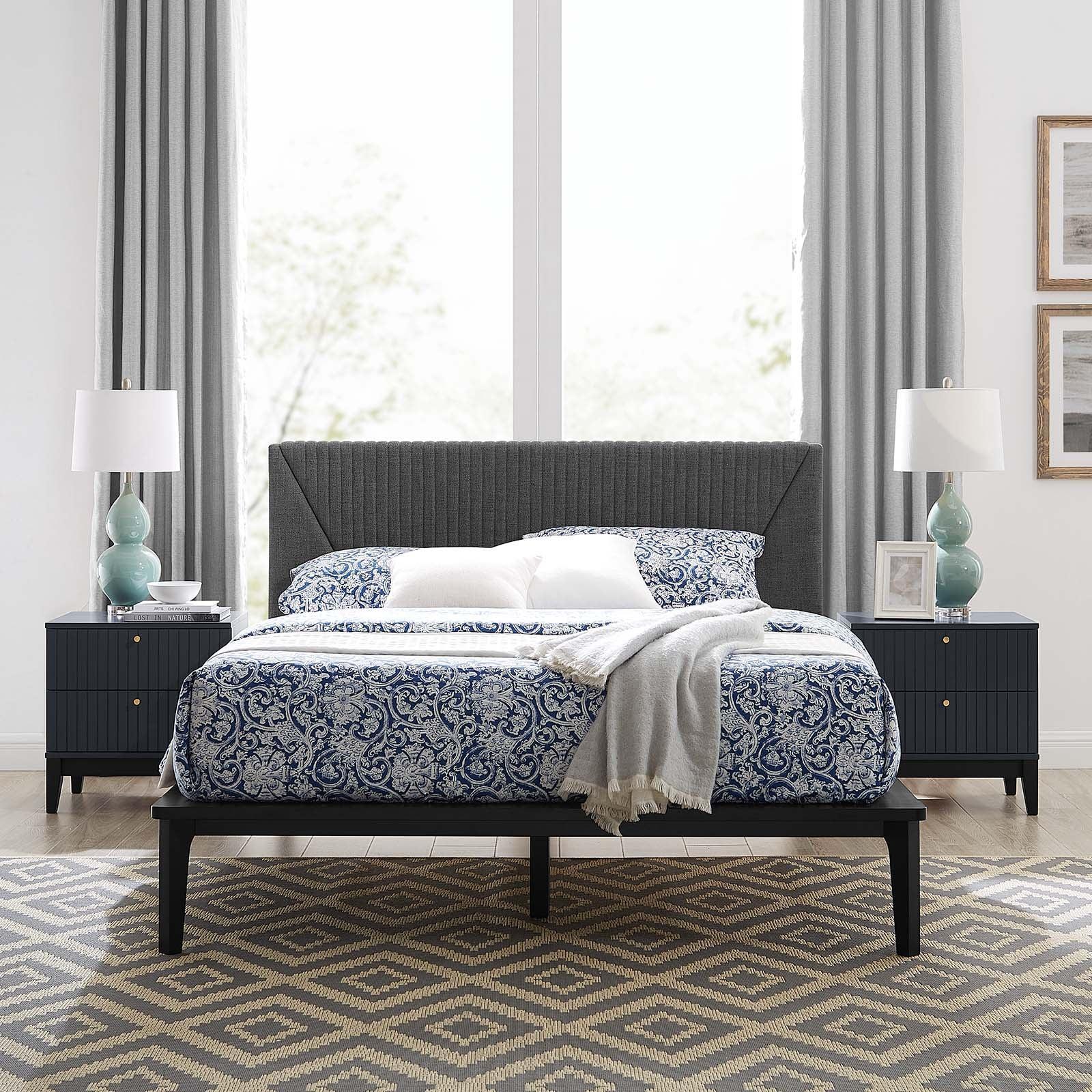 Modway Dakota 3 Piece Upholstered Queen Bedroom Set FredCo