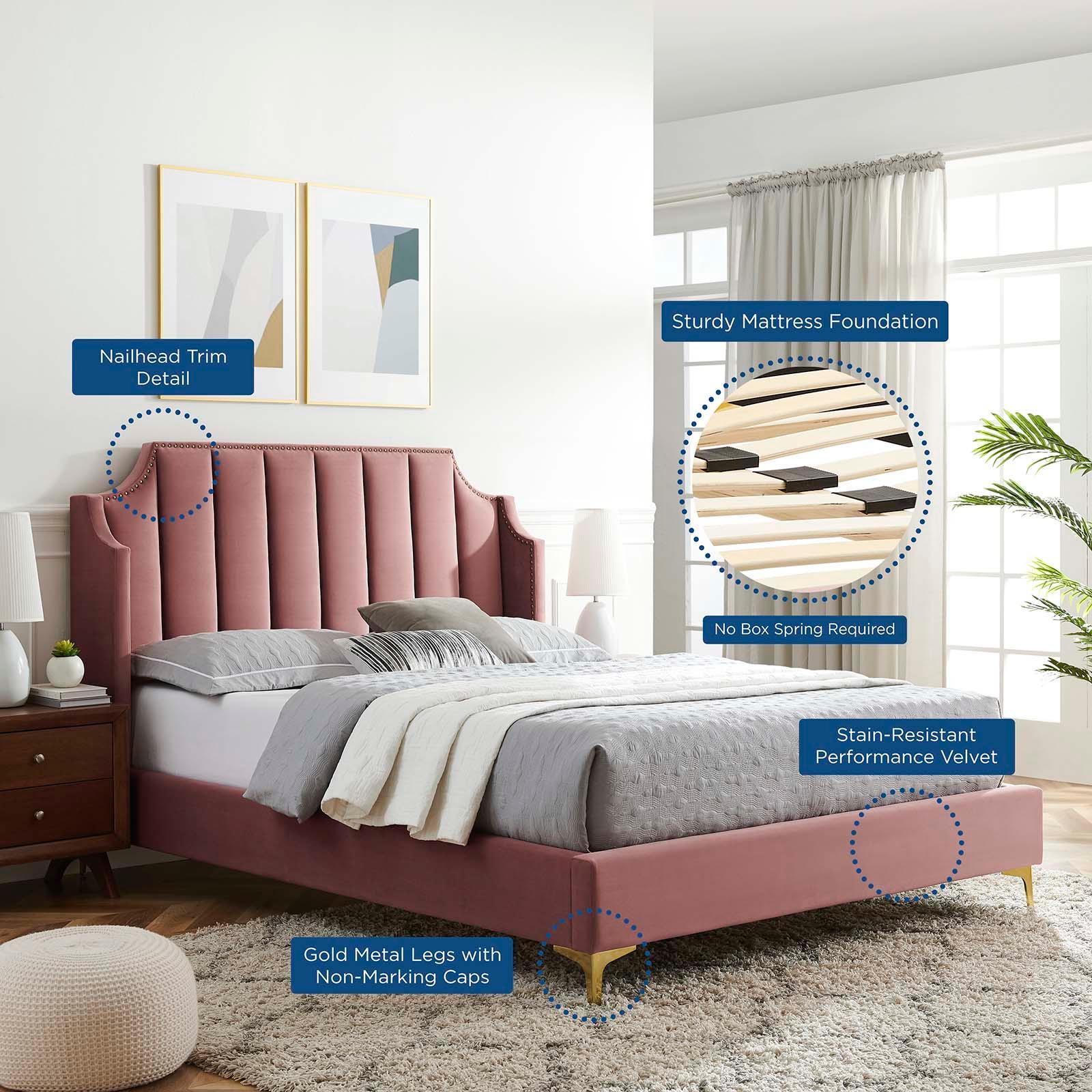 Modway Daniella Performance Velvet Queen Platform Bed FredCo