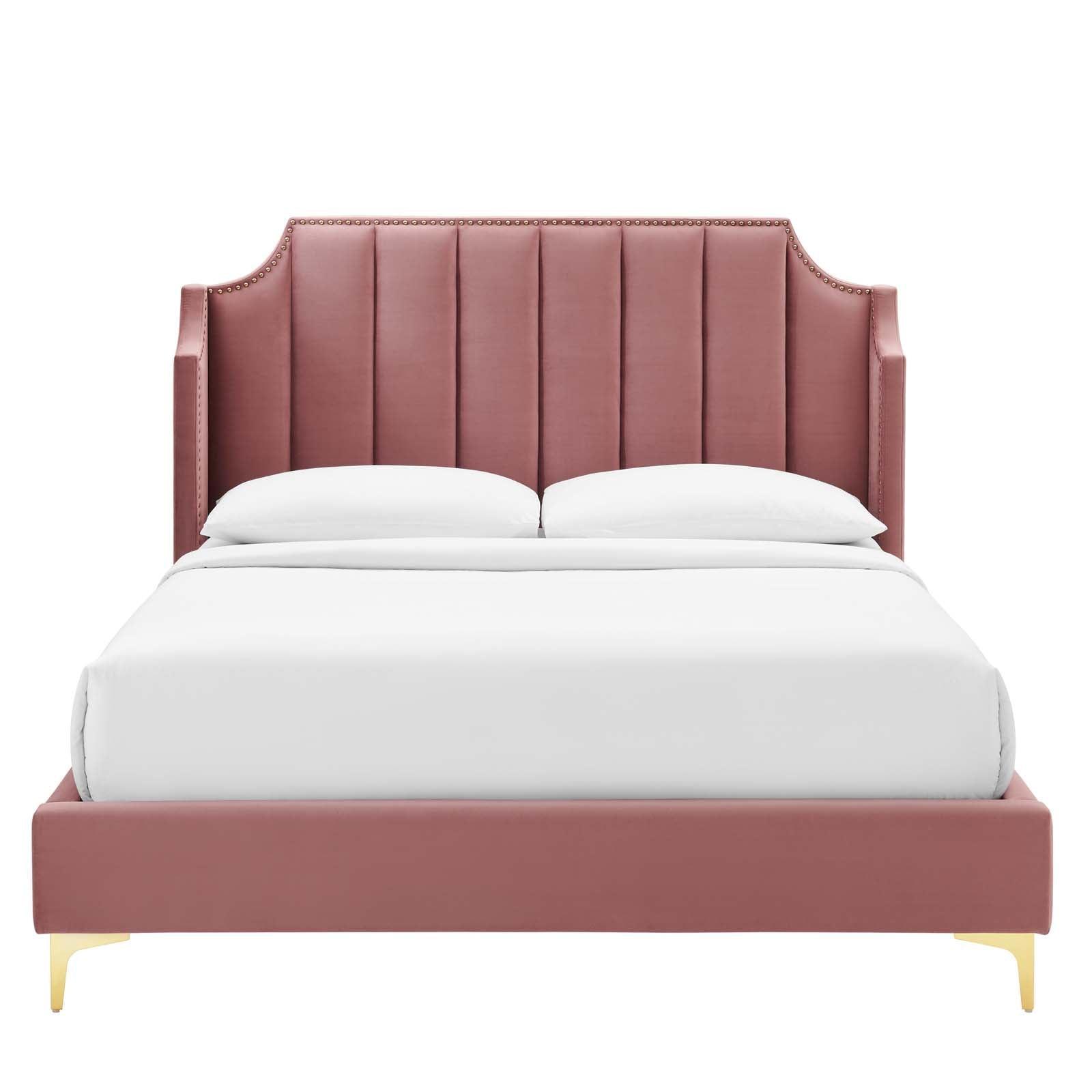 Modway Daniella Performance Velvet Queen Platform Bed FredCo