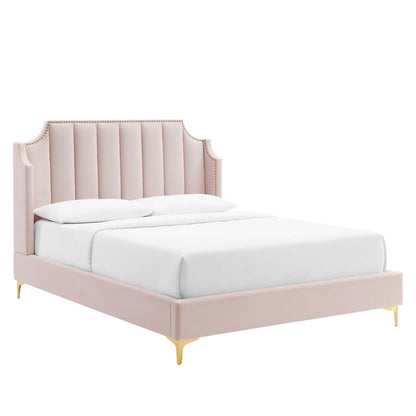 Modway Daniella Performance Velvet Queen Platform Bed FredCo