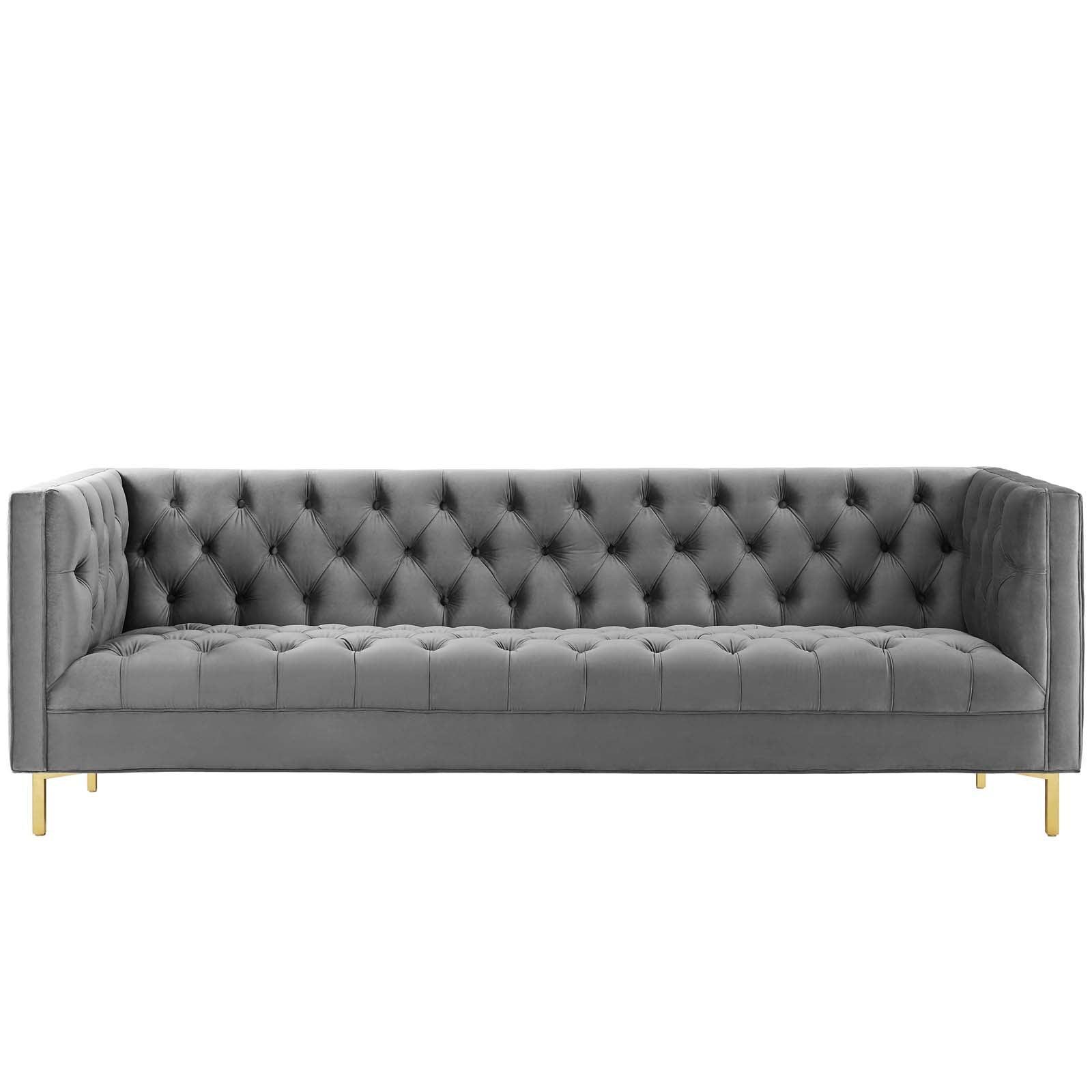 Modway Delight Tufted Button Performance Velvet Sofa FredCo