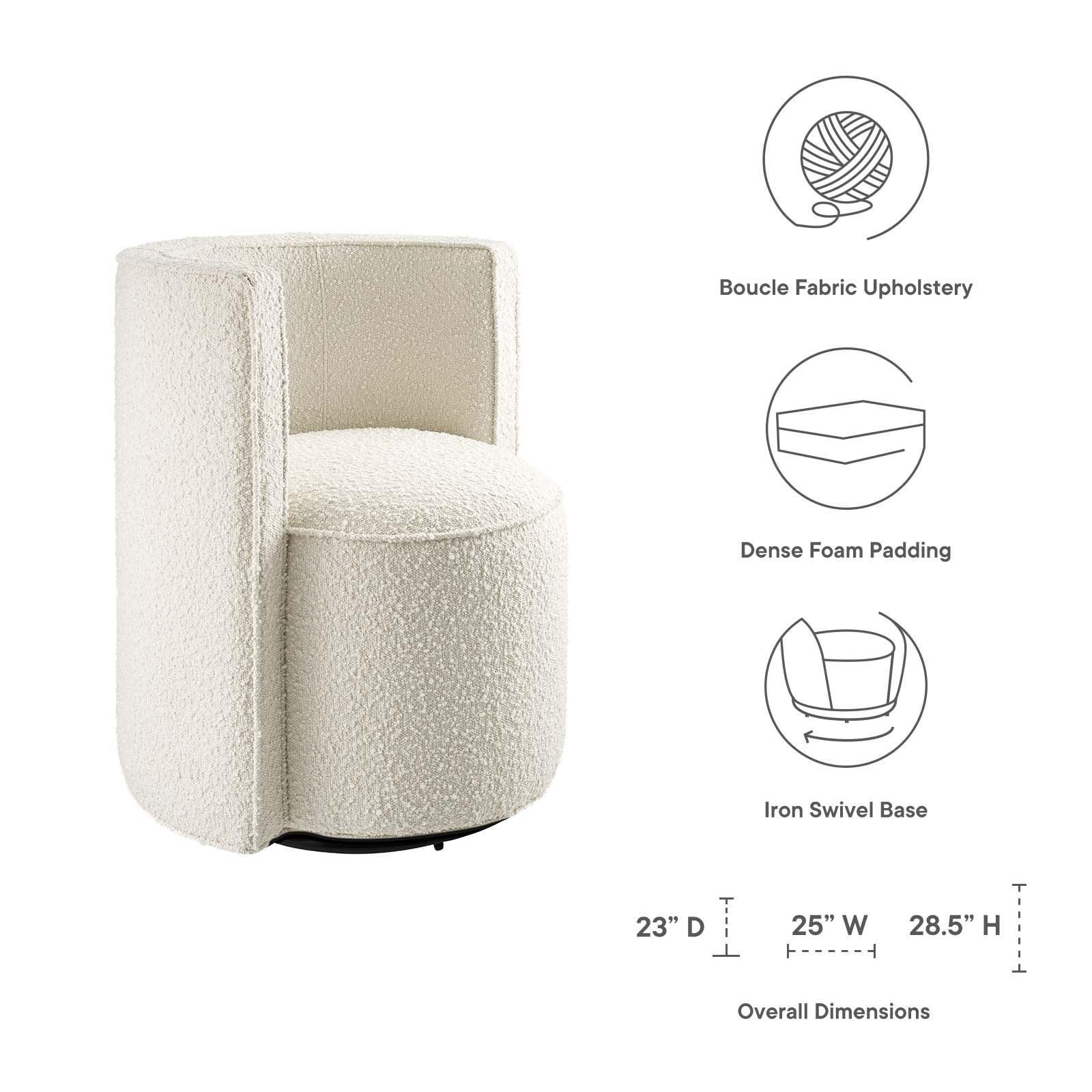Modway Della Boucle Fabric Swivel Chair FredCo