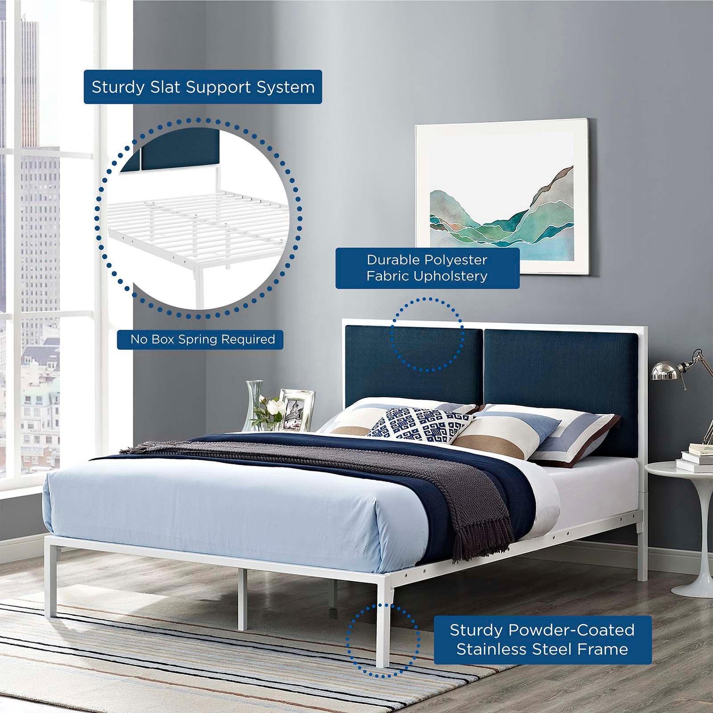 Modway Della King Fabric Bed FredCo