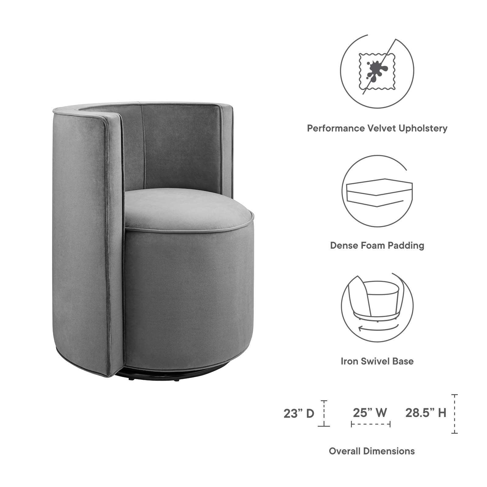Modway Della Performance Velvet Fabric Swivel Chair FredCo