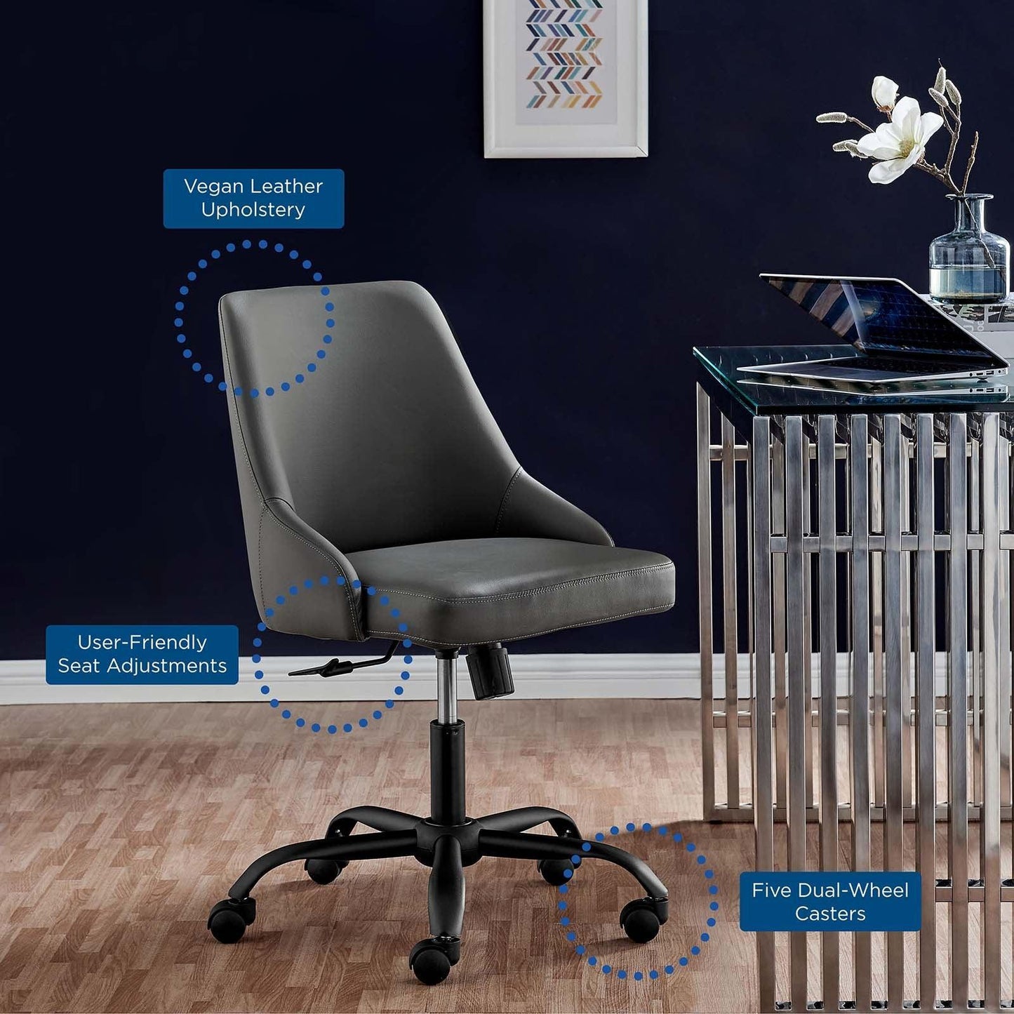 Modway Designate Swivel Vegan Leather Office Chair FredCo