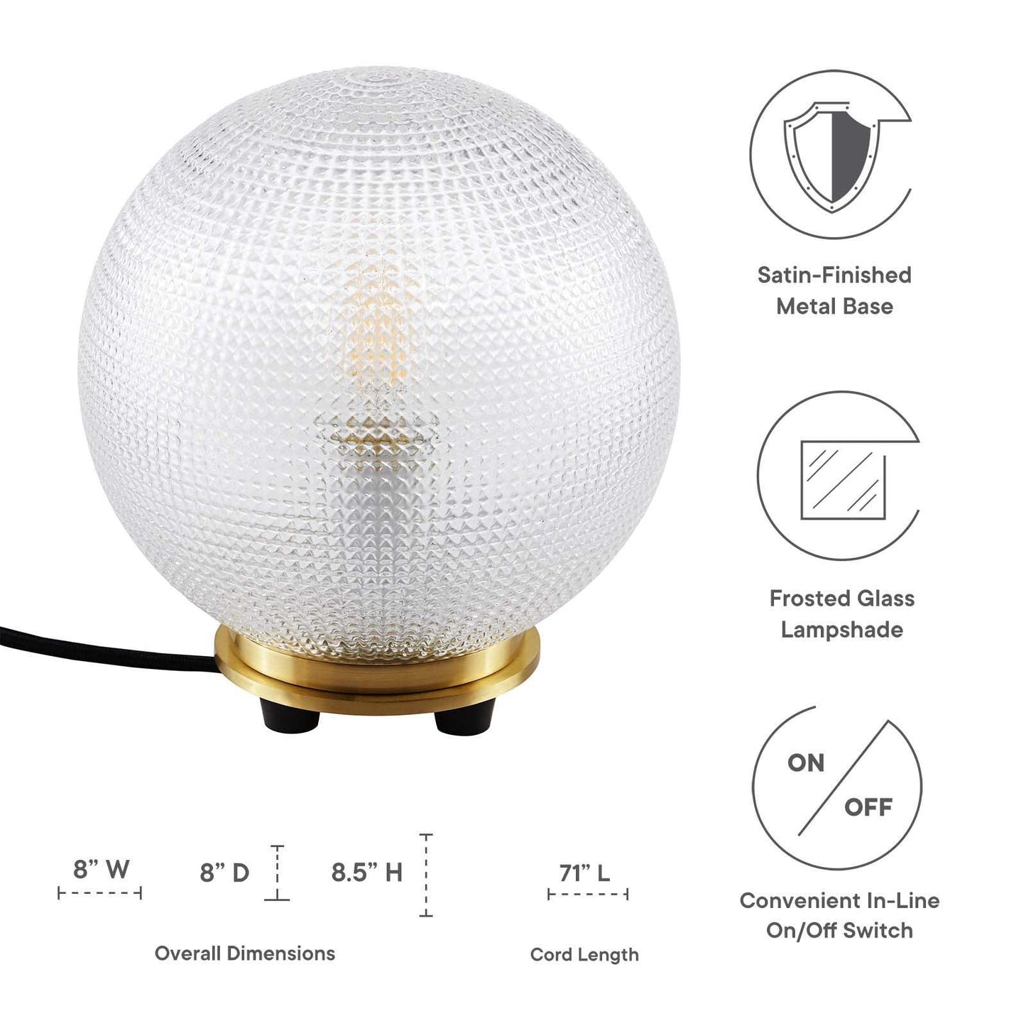 Modway Destiny Glass and Metal Table Lamp FredCo