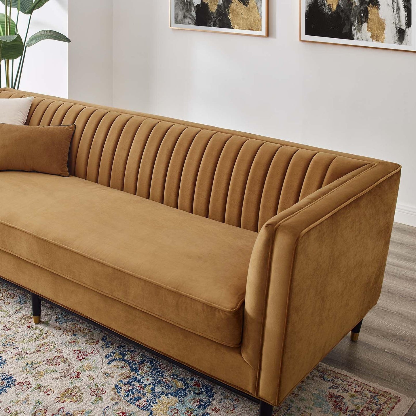Modway Devote Channel Tufted Performance Velvet Sofa FredCo