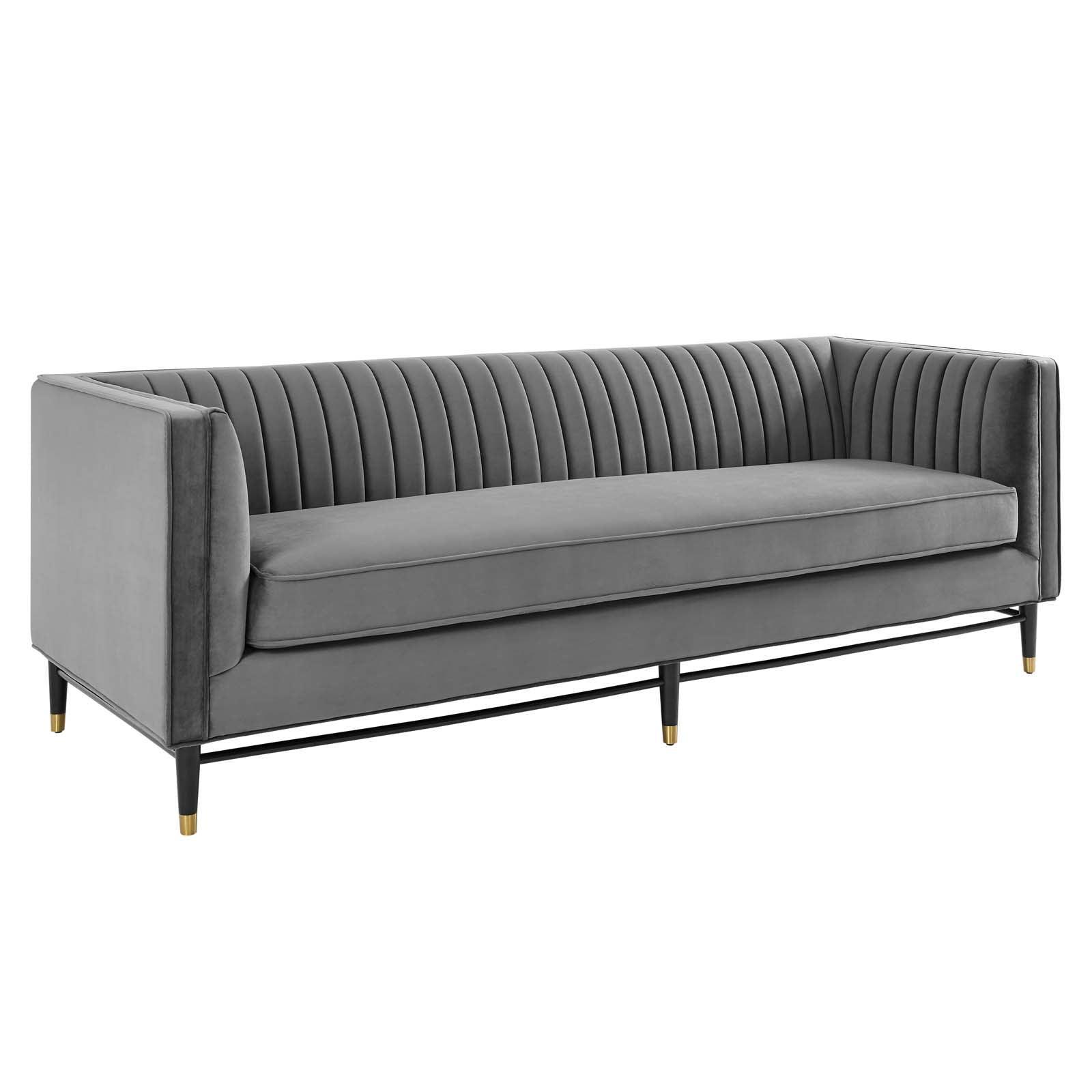 Modway Devote Channel Tufted Performance Velvet Sofa FredCo