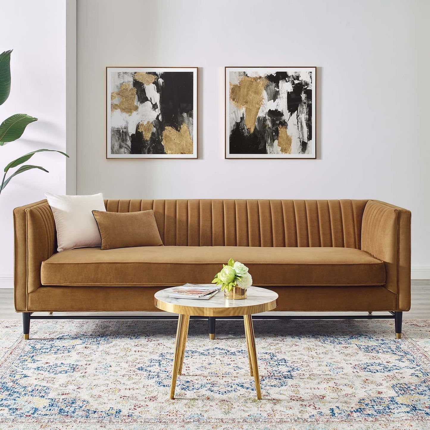 Modway Devote Channel Tufted Performance Velvet Sofa FredCo