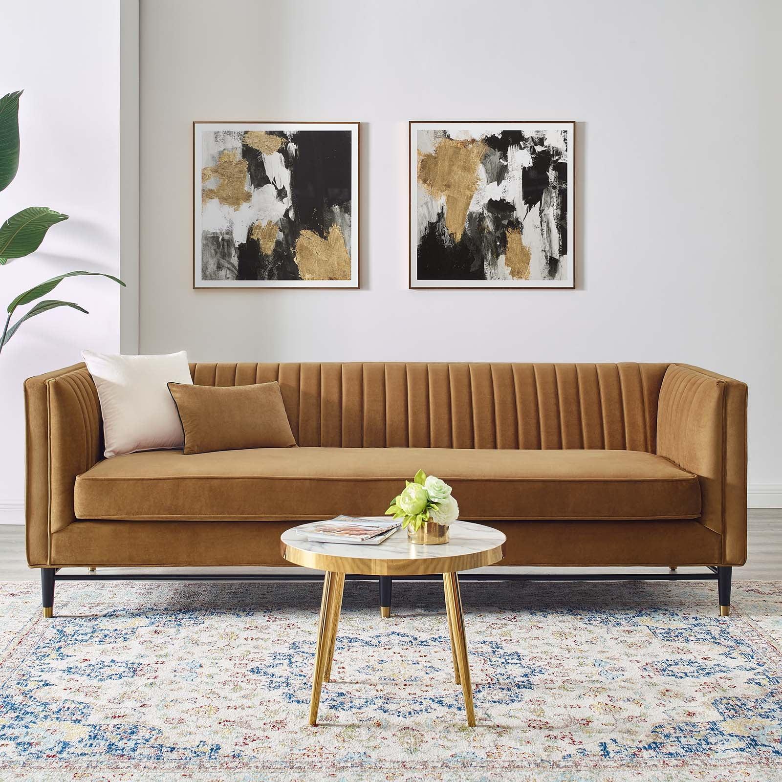 Modway Devote Channel Tufted Performance Velvet Sofa FredCo