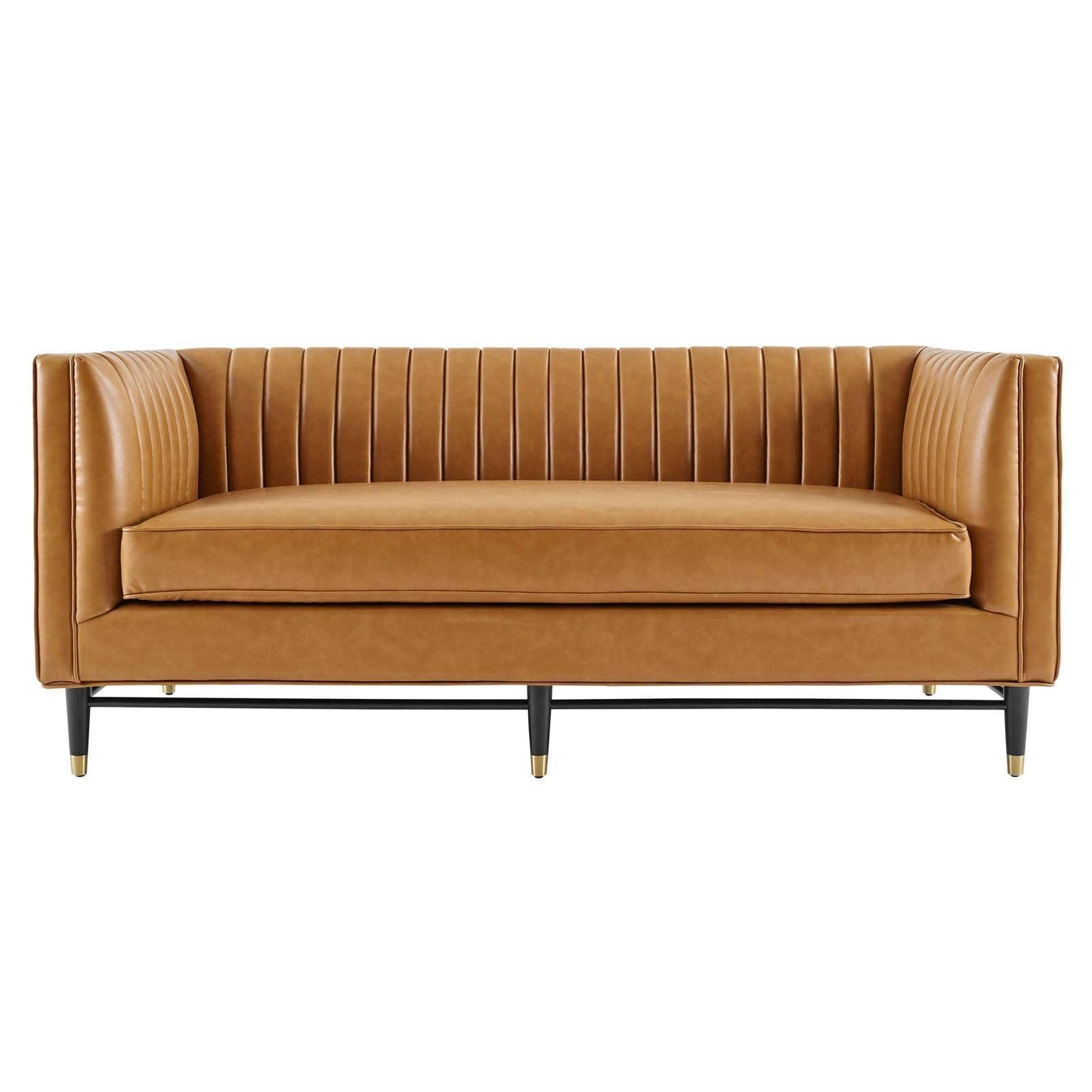 Modway Devote Channel Tufted Vegan Leather Loveseat FredCo