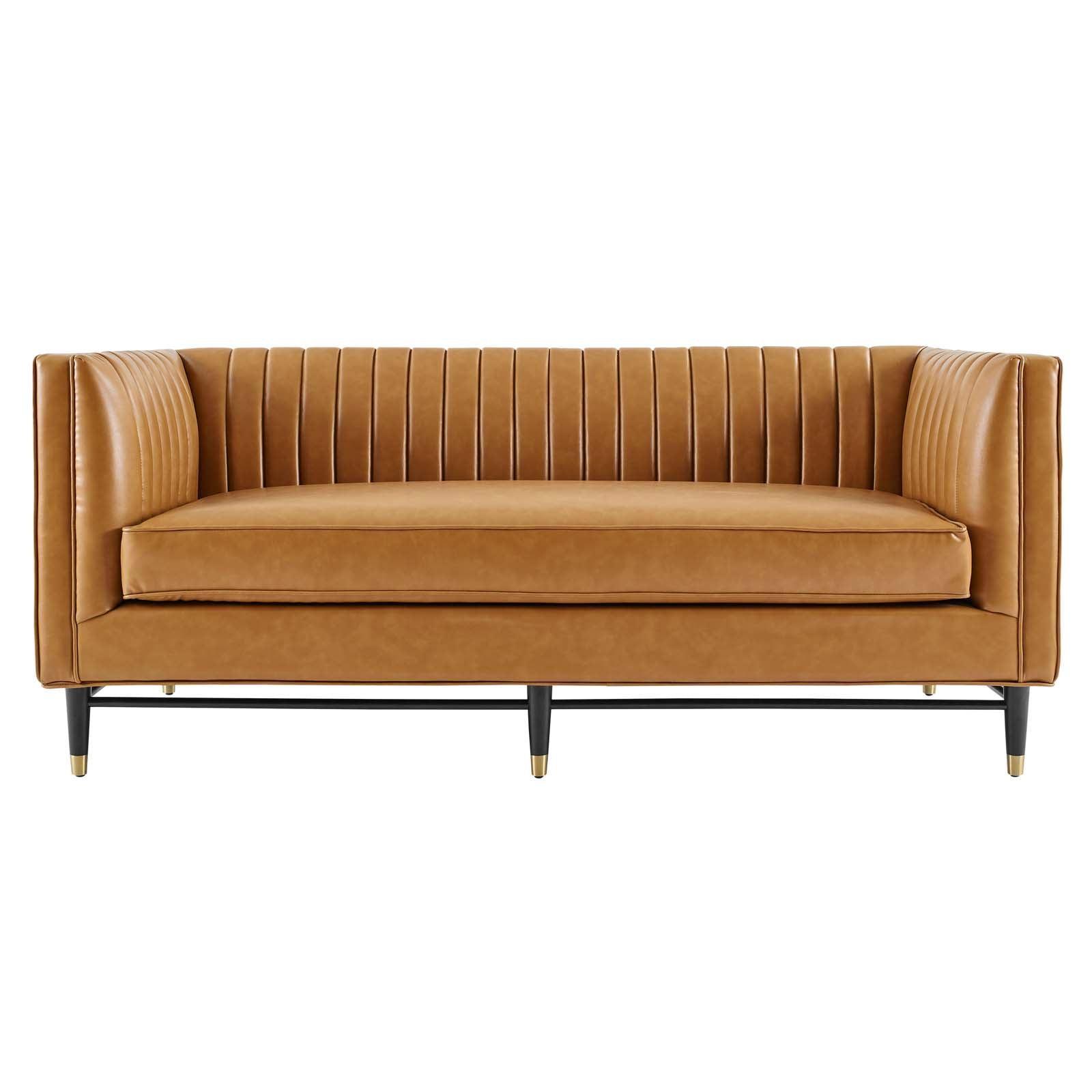 Modway Devote Channel Tufted Vegan Leather Loveseat FredCo