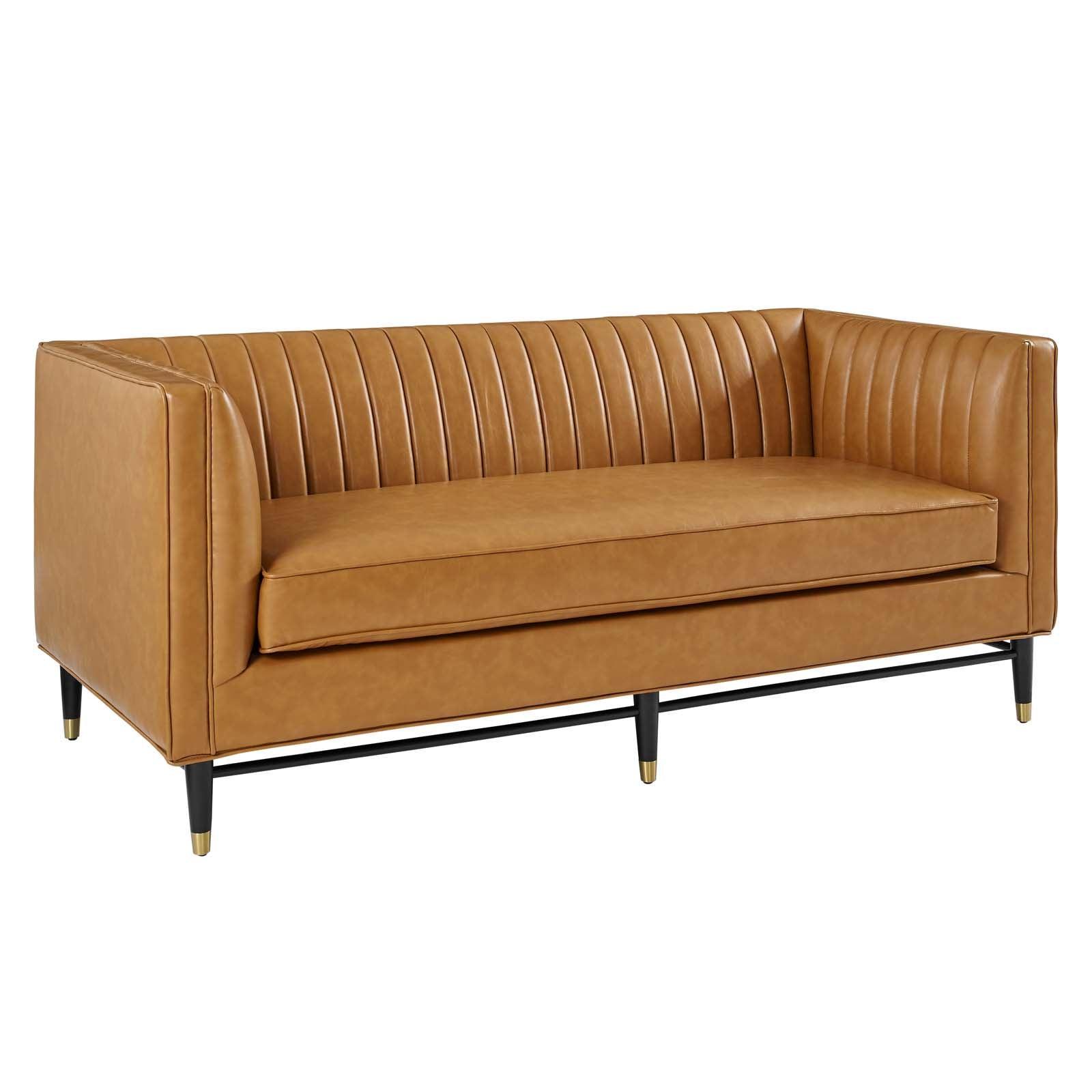 Modway Devote Channel Tufted Vegan Leather Loveseat FredCo