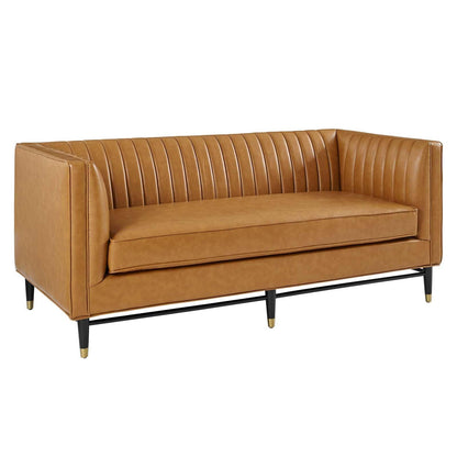 Modway Devote Channel Tufted Vegan Leather Loveseat FredCo