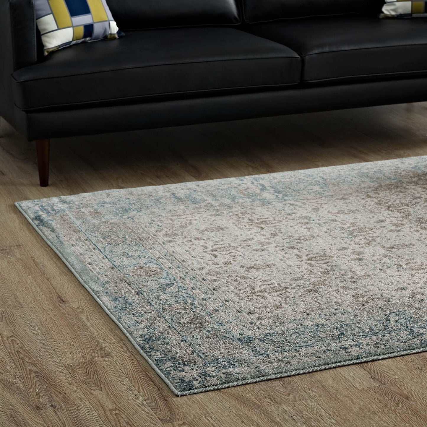 Modway Dilys Distressed Vintage Floral Lattice Area Rug FredCo
