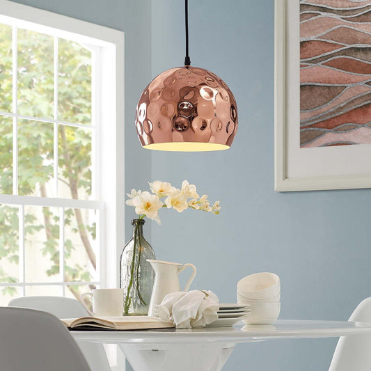 Modway Dimple 10" Half-Sphere Rose Gold Pendant Light FredCo