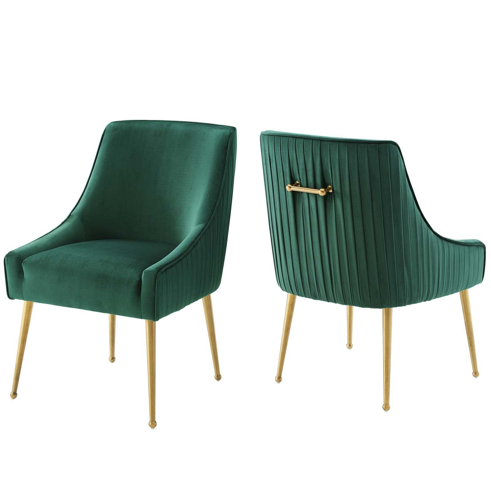 Modway Discern Pleated Back Upholstered Performance Velvet Dining Chair Set of 2 FredCo