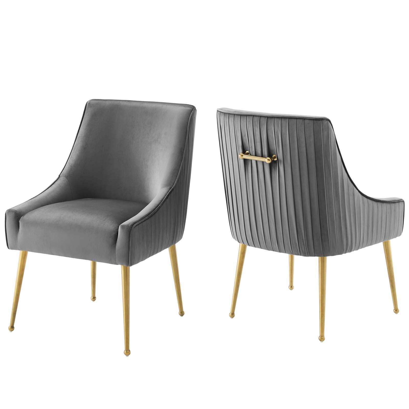 Modway Discern Pleated Back Upholstered Performance Velvet Dining Chair Set of 2 FredCo