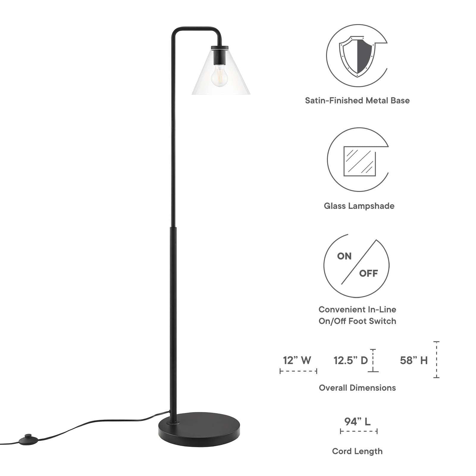 Modway Element Transparent Glass Glass and Metal Floor Lamp FredCo