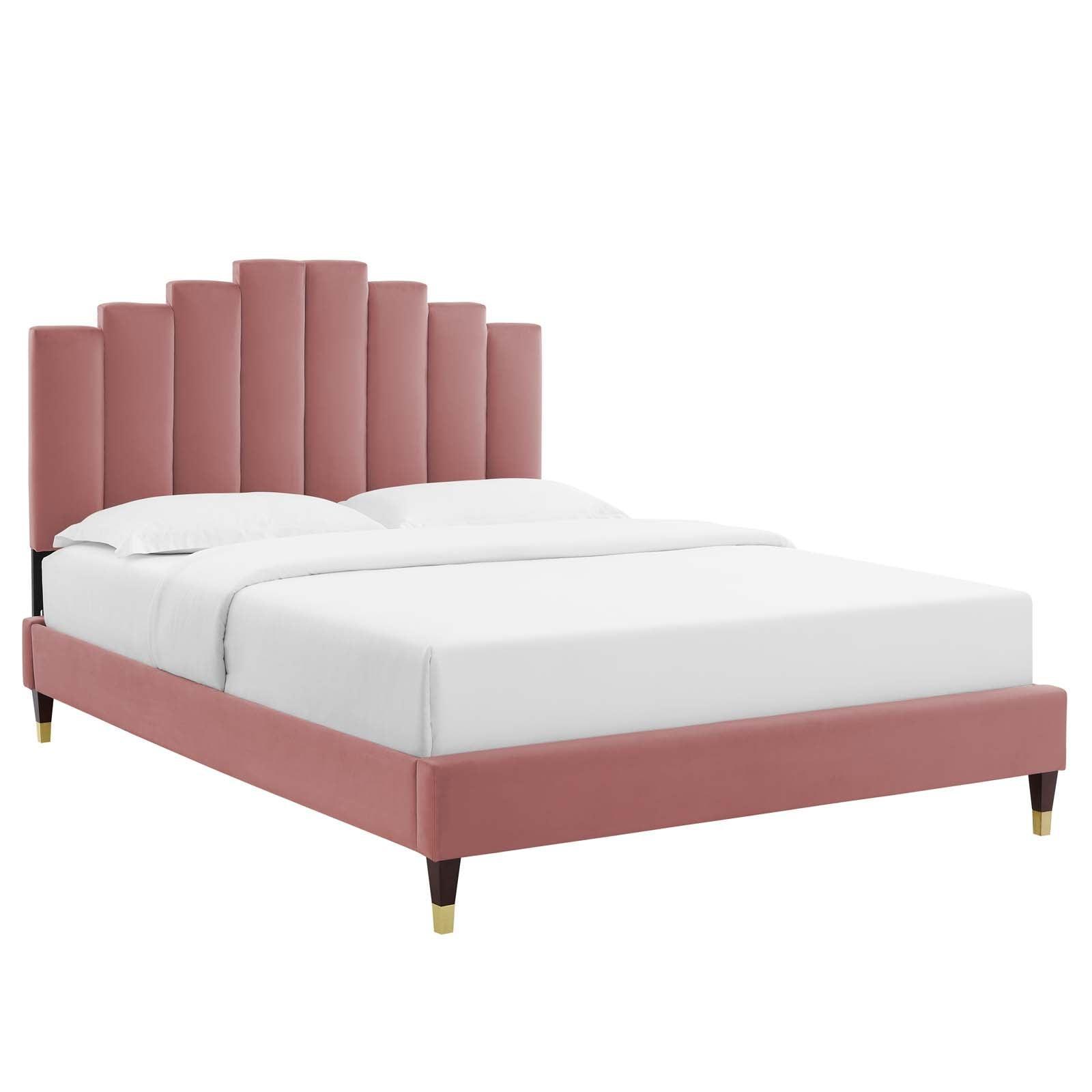 Modway Elise King Performance Velvet Platform Bed FredCo