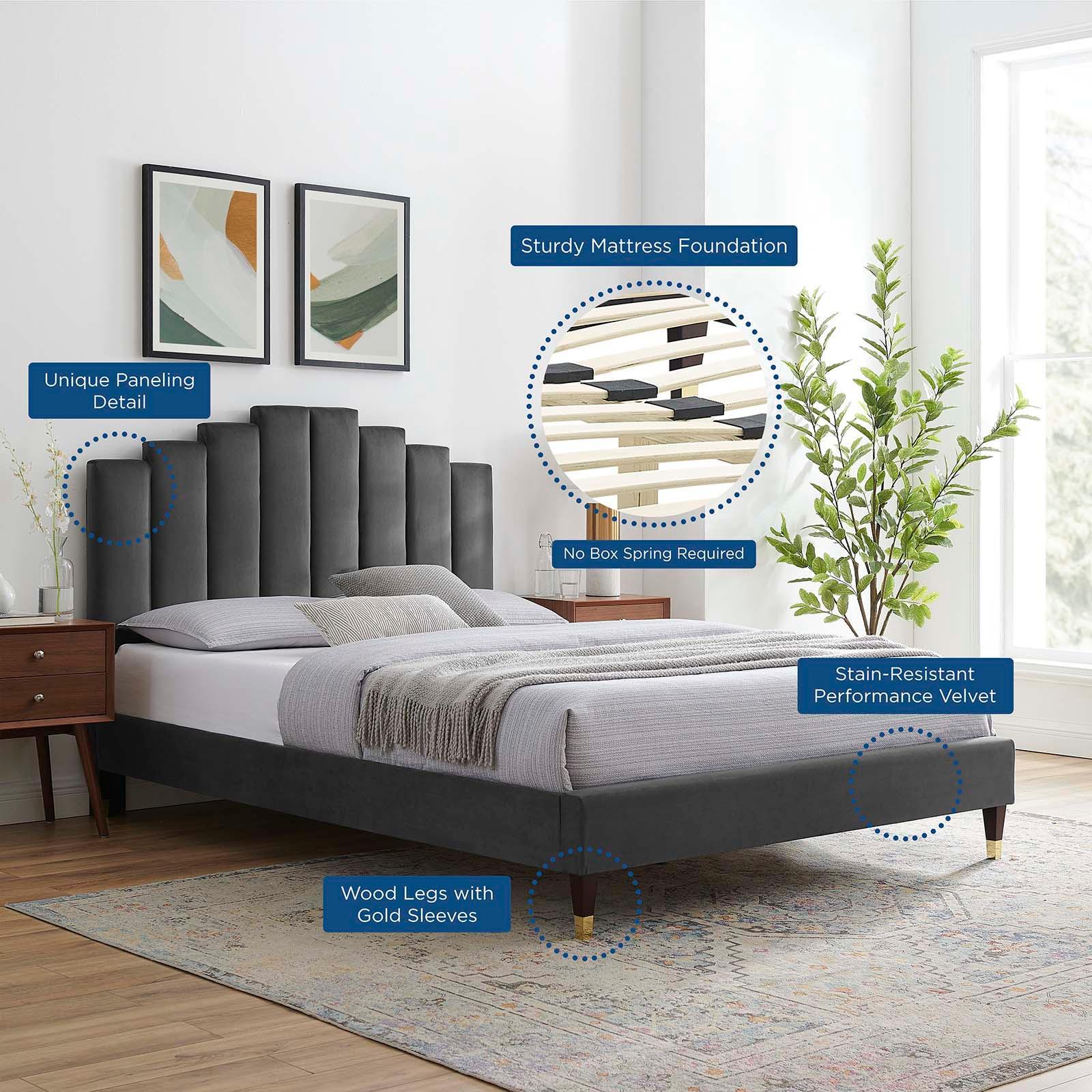 Modway Elise King Performance Velvet Platform Bed FredCo