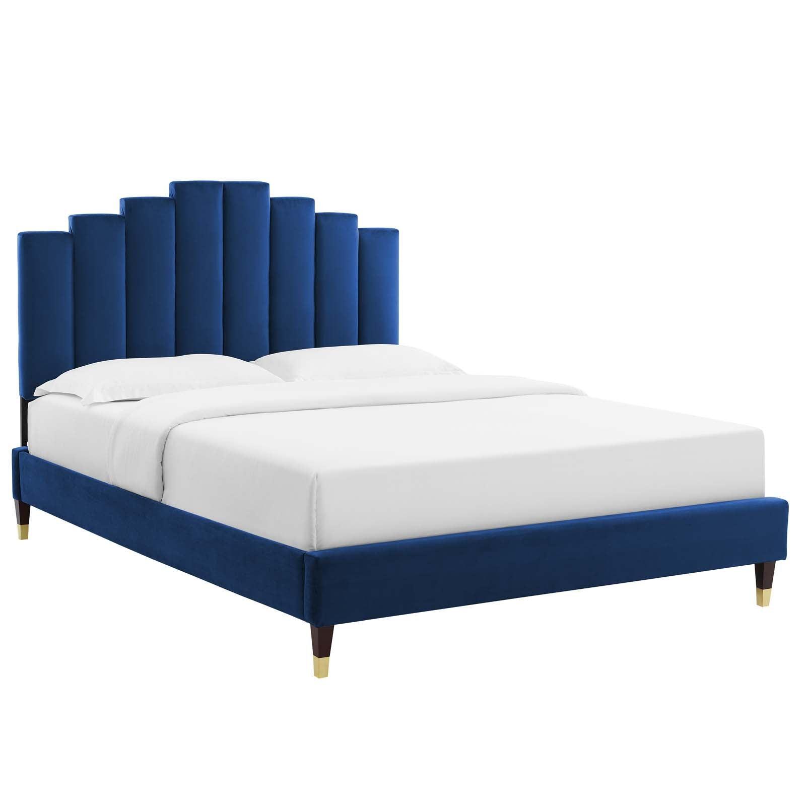 Modway Elise King Performance Velvet Platform Bed FredCo