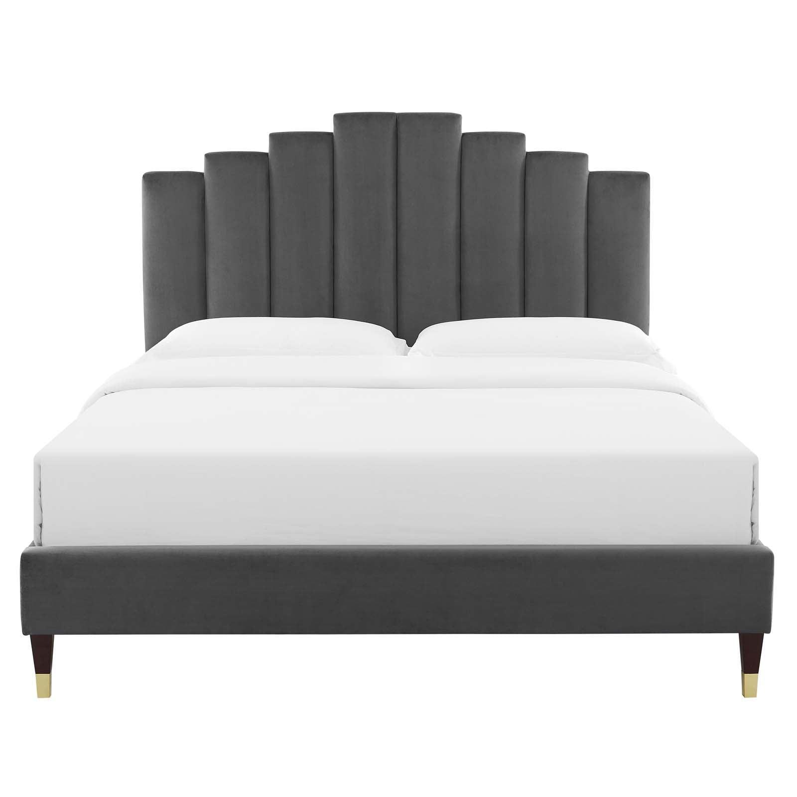 Modway Elise King Performance Velvet Platform Bed FredCo