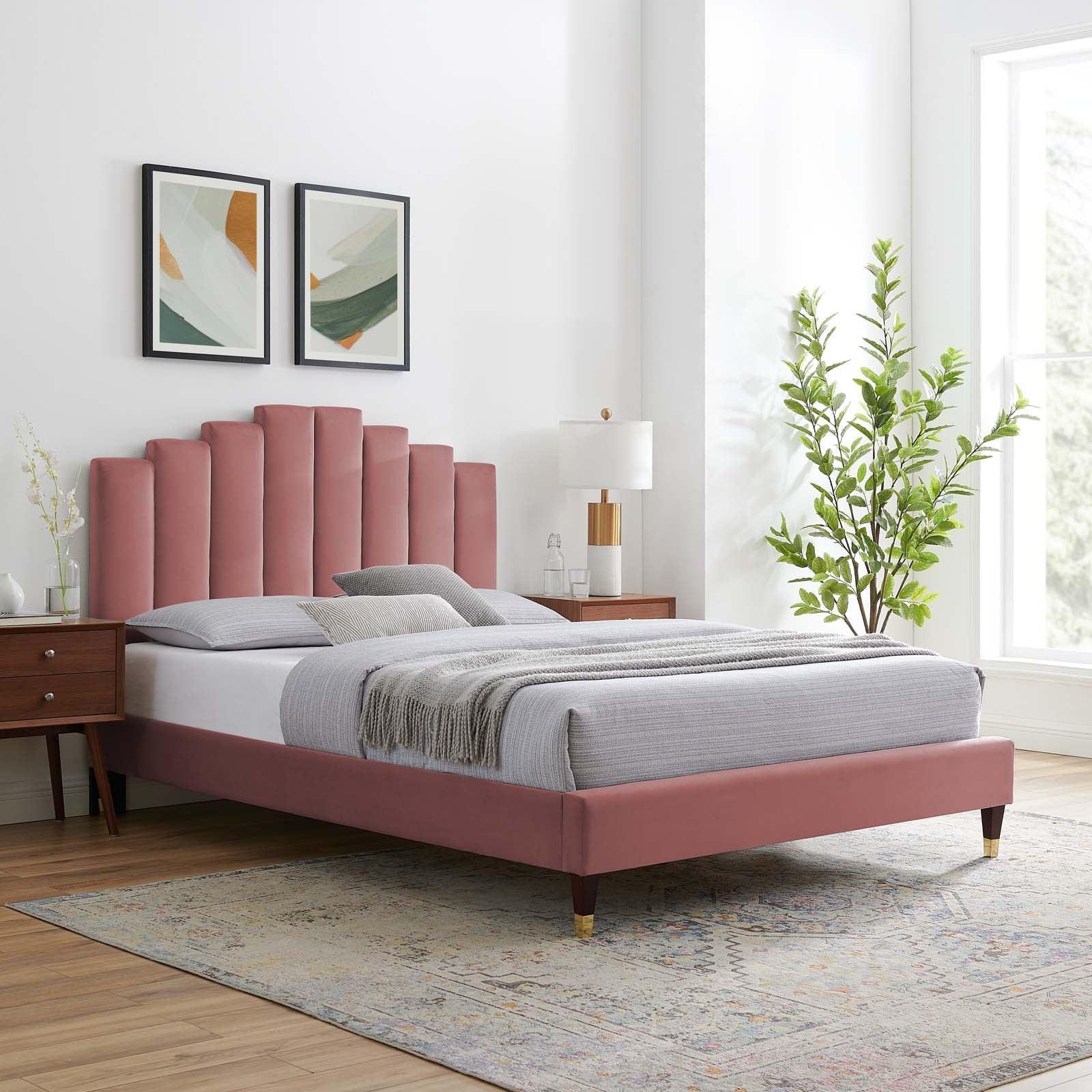 Modway Elise Twin Performance Velvet Platform Bed FredCo