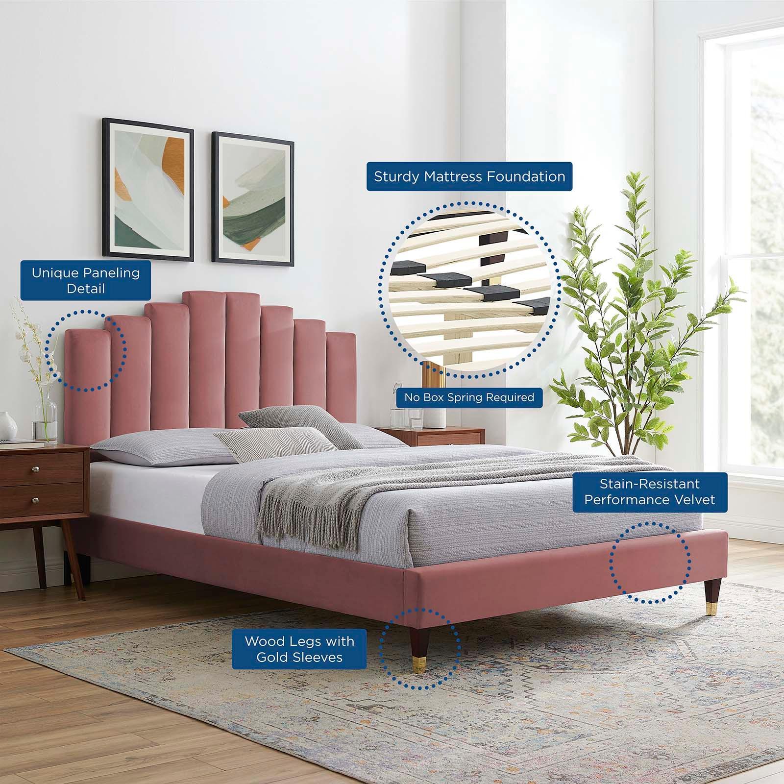 Modway Elise Twin Performance Velvet Platform Bed FredCo
