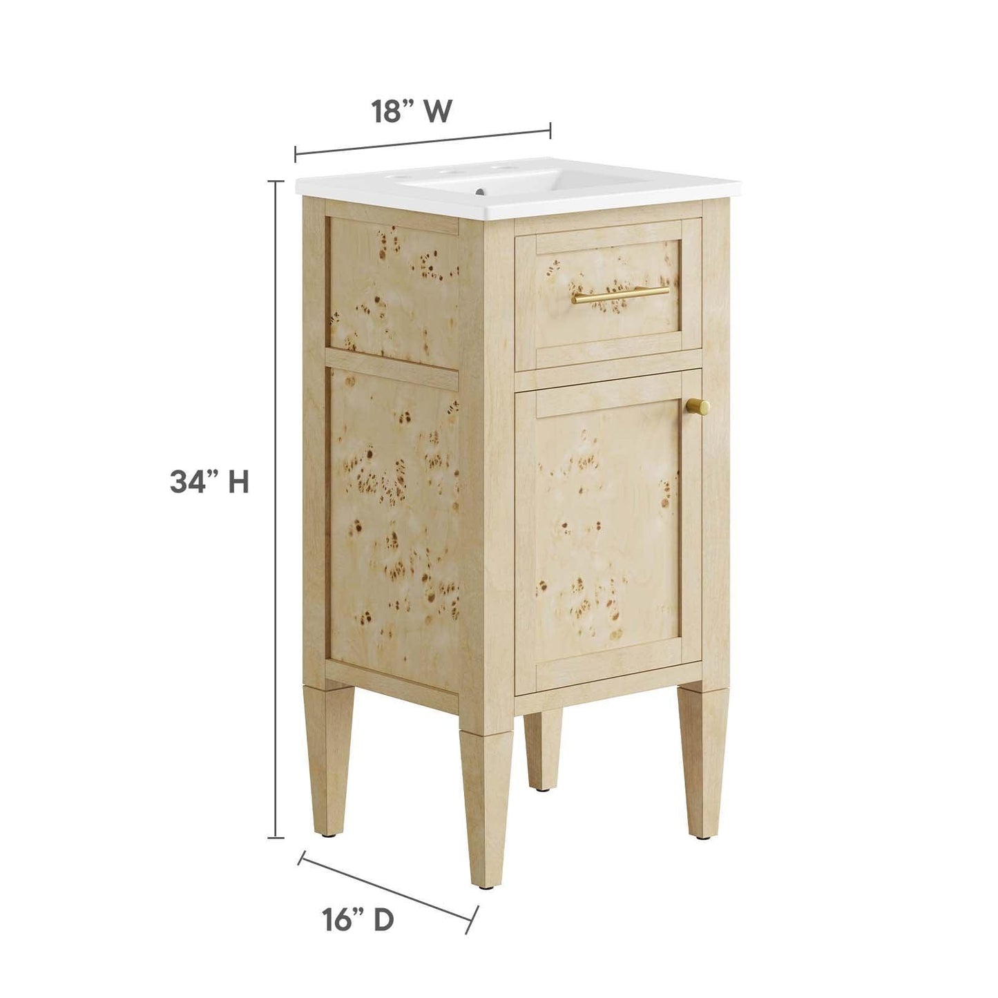 Modway Elysian 18" Wood Bathroom Vanity FredCo