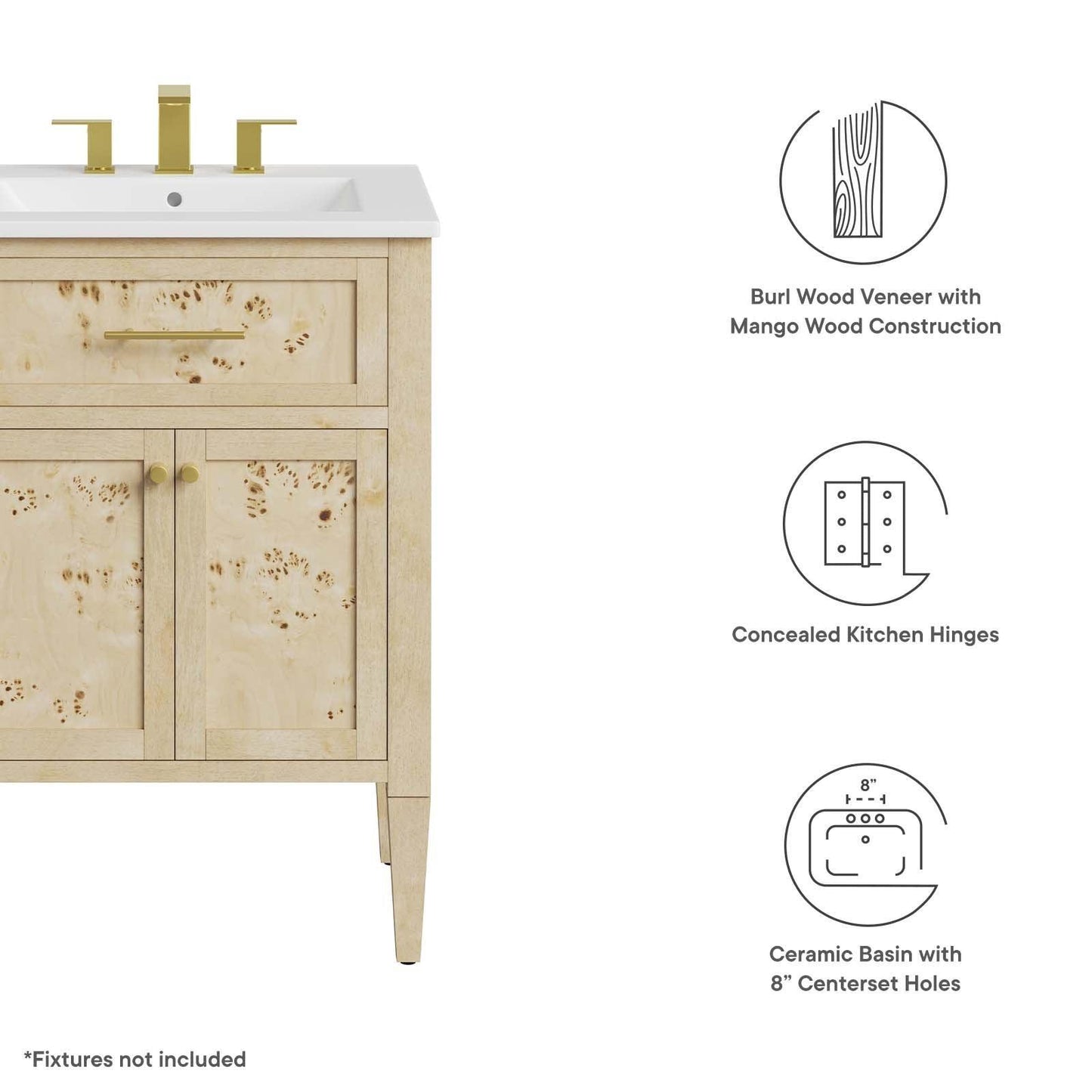 Modway Elysian 24" Wood Bathroom Vanity FredCo