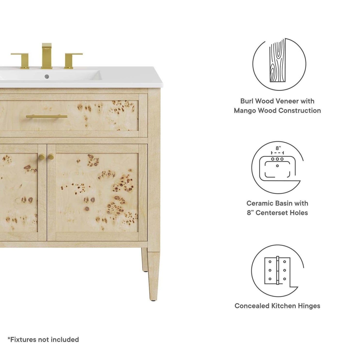 Modway Elysian 36" Wood Bathroom Vanity FredCo