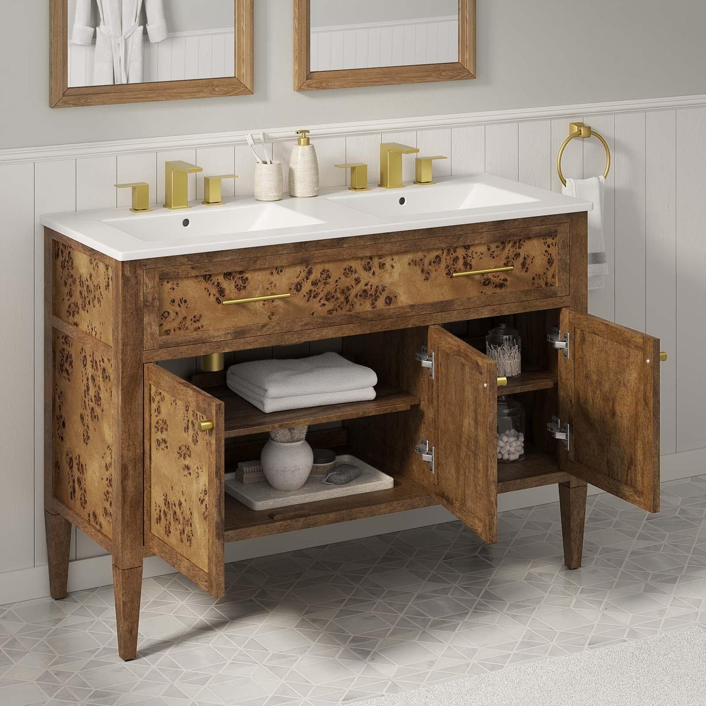 Modway Elysian 48" Wood Double Sink Bathroom Vanity FredCo