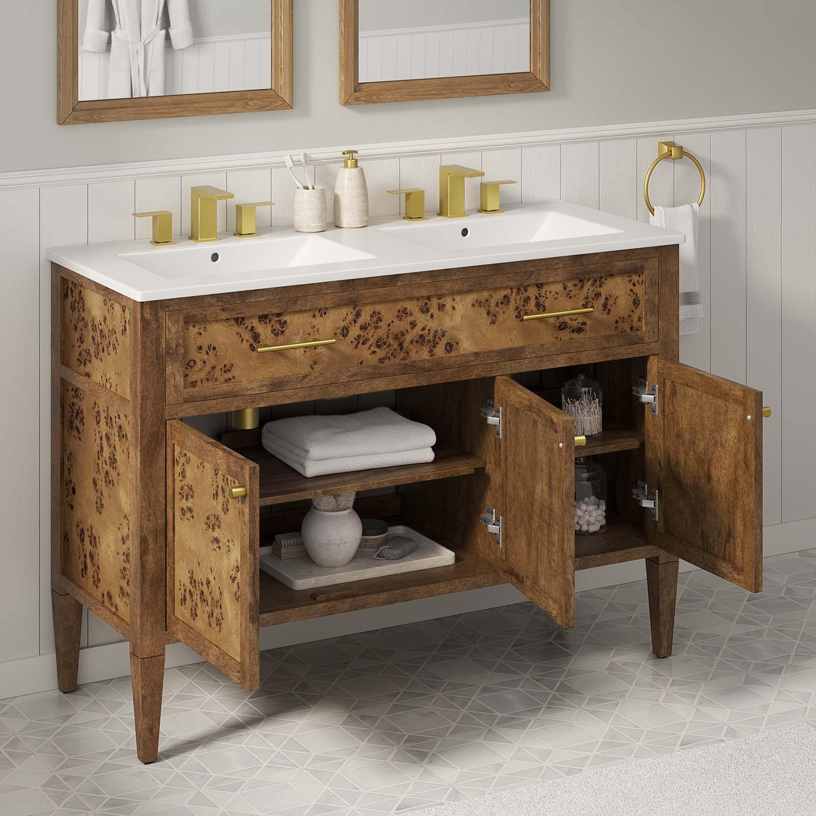 Modway Elysian 48" Wood Double Sink Bathroom Vanity FredCo