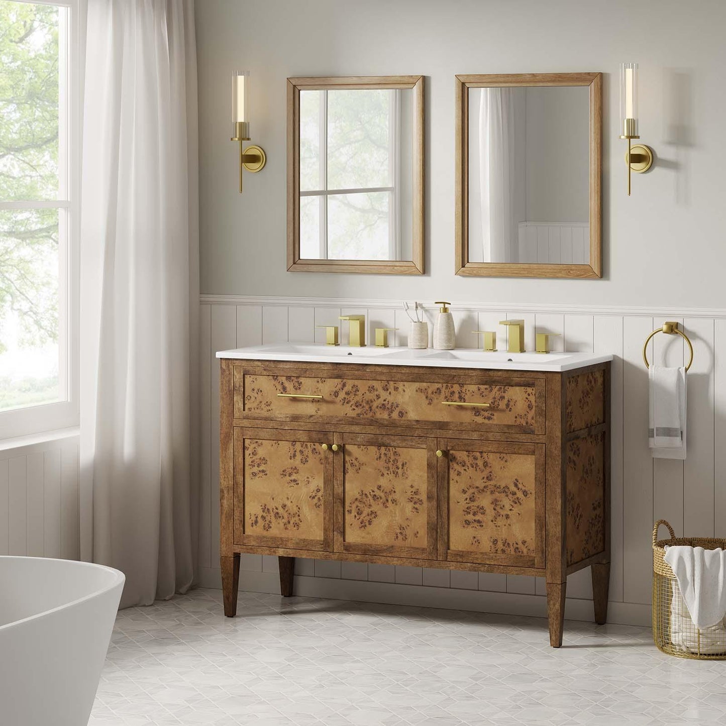 Modway Elysian 48" Wood Double Sink Bathroom Vanity FredCo