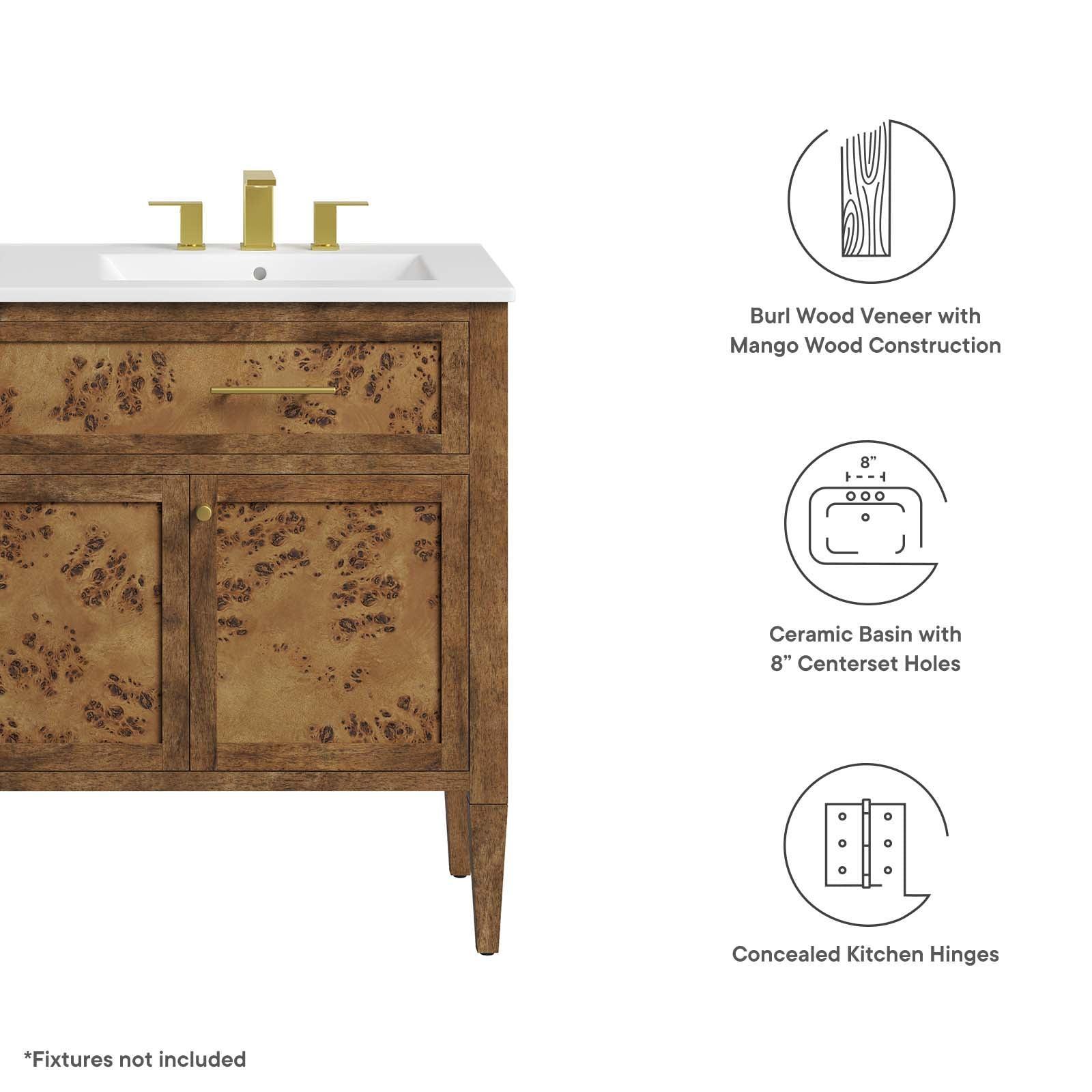 Modway Elysian 48" Wood Double Sink Bathroom Vanity FredCo